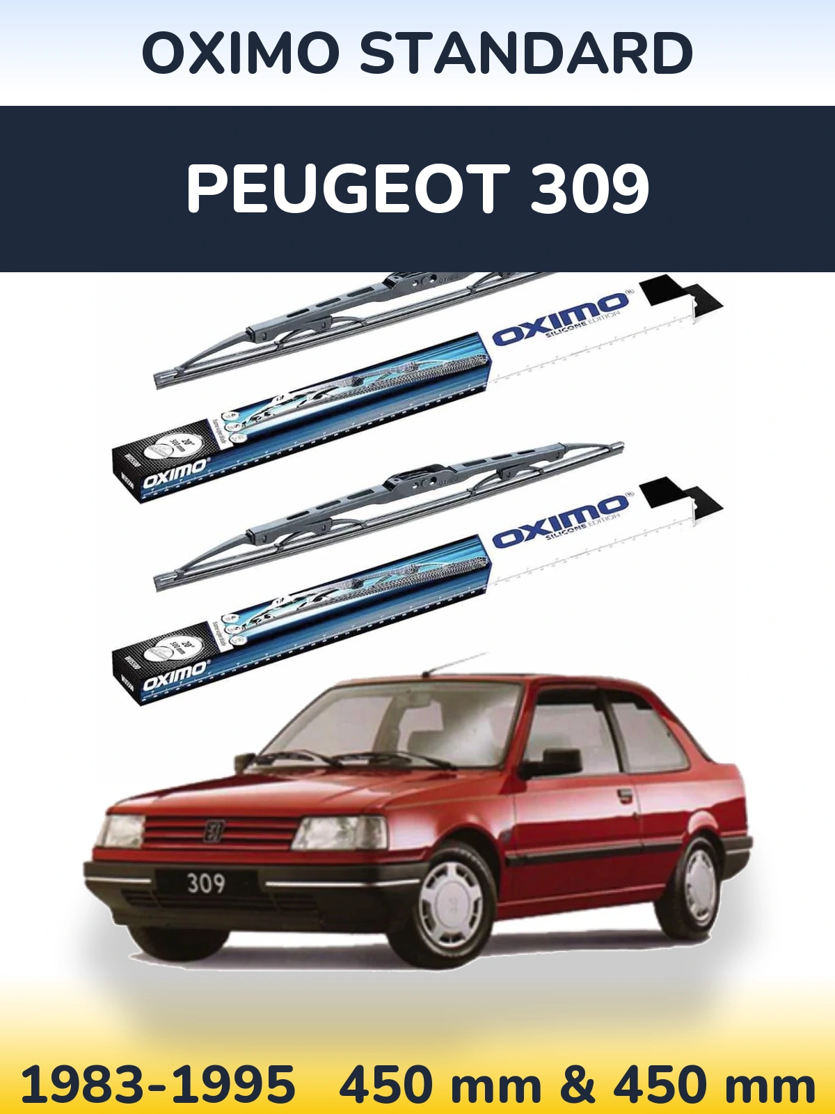 Komplet przednich wycieraczek Oximo Standard 450 & 450 mm do Peugeot 309 1983-1995