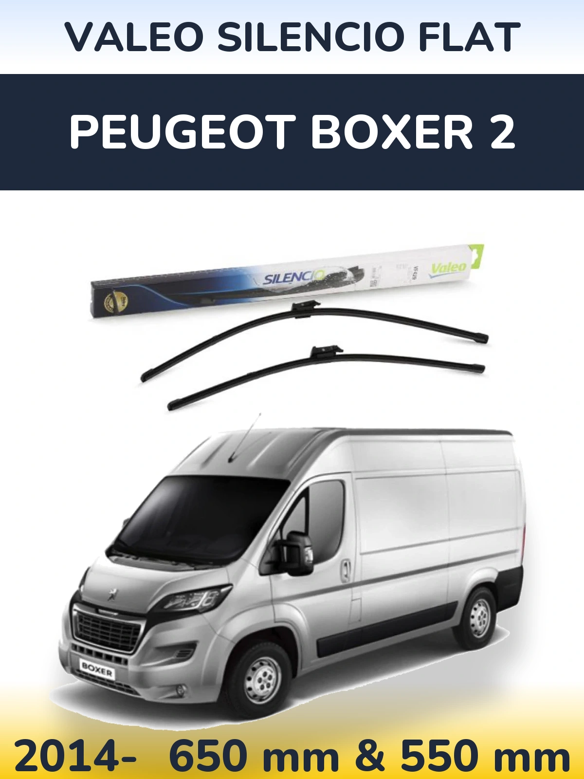 Комплект передних дворников Valeo Silencio Flat 650 & 550 мм для Peugeot Boxer 2 2014-2026