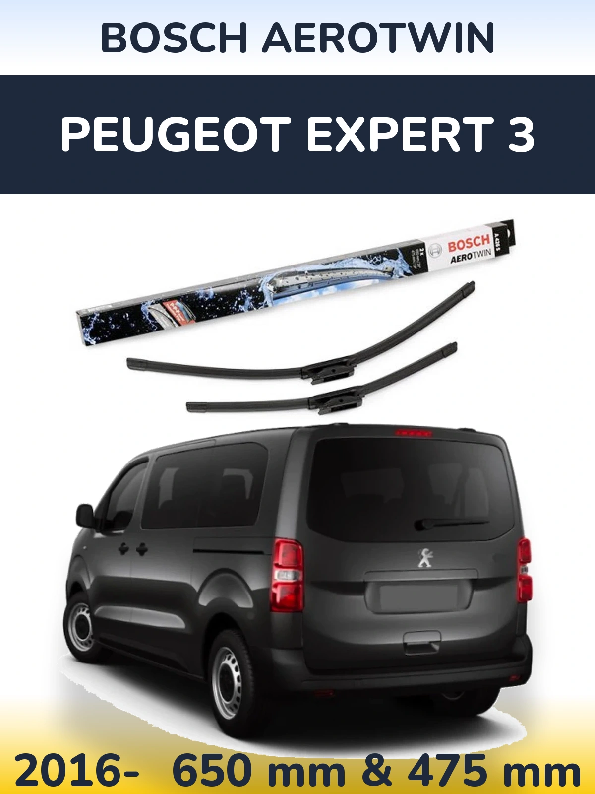 Komplet przednich wycieraczek BOSCH AeroTwin 650 & 475 mm do Peugeot Expert 3 2016-2026