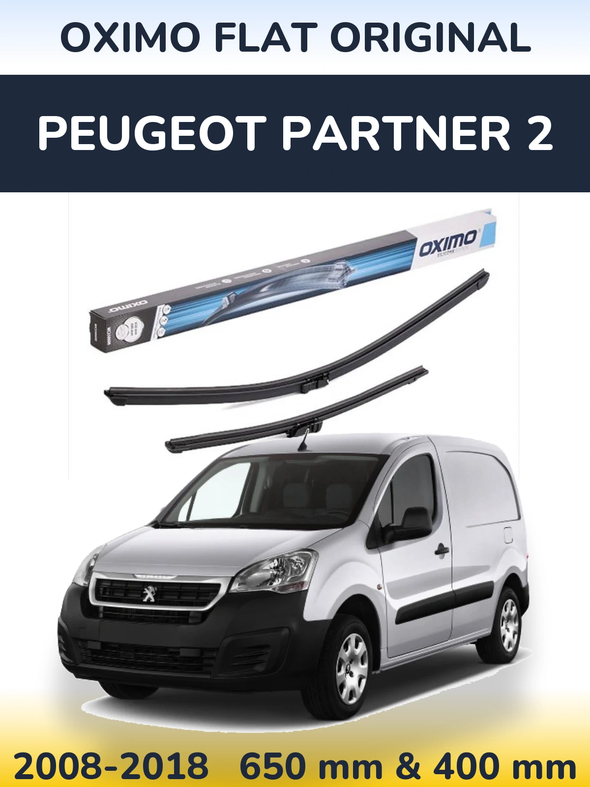 Komplet przednich wycieraczek Oximo Flat Original 650 & 400 mm do Peugeot Partner 2 2008-2018