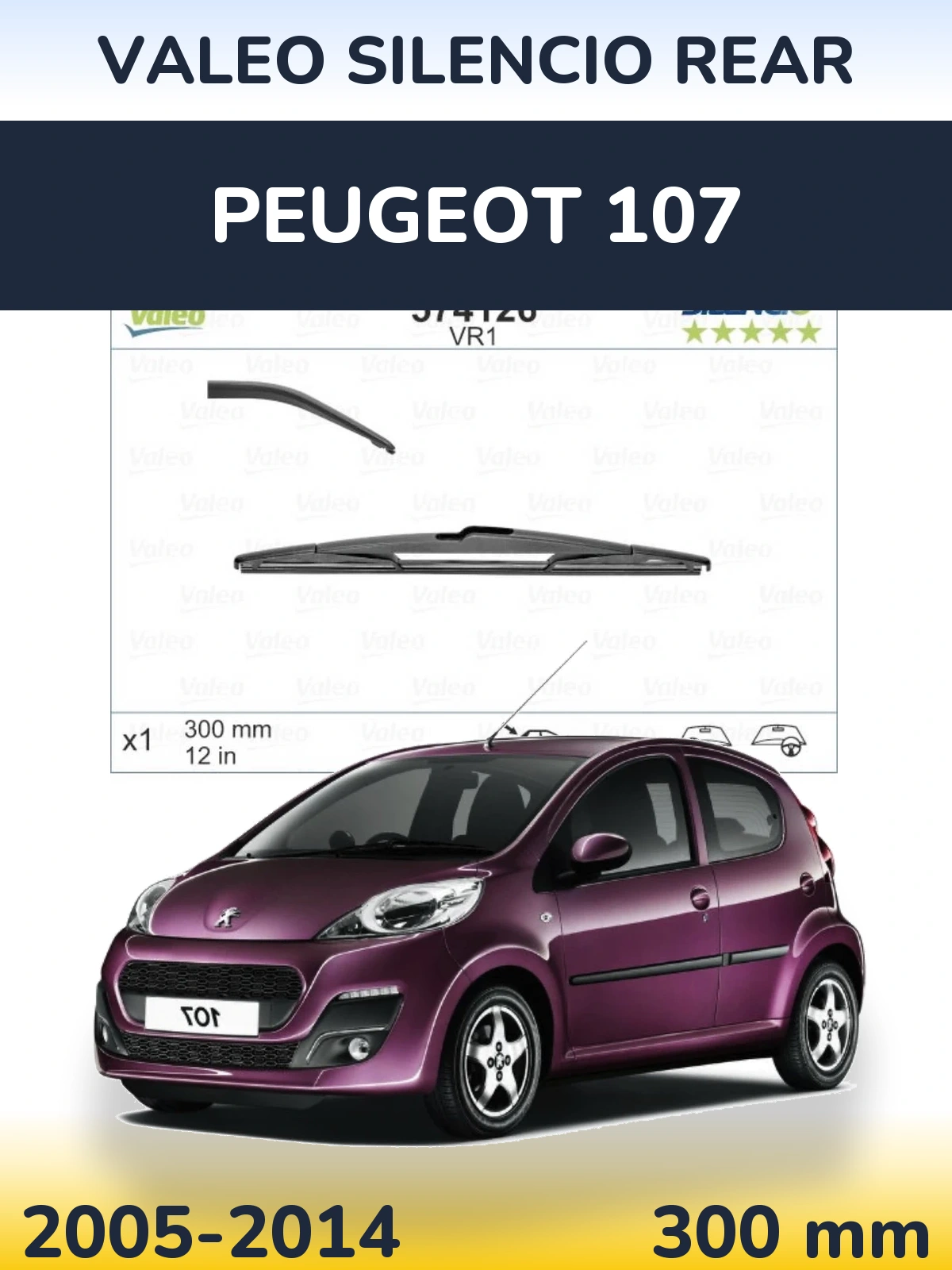 Tylna wycieraczka Valeo Silencio Rear 300 mm do Peugeot 107 2005-2014