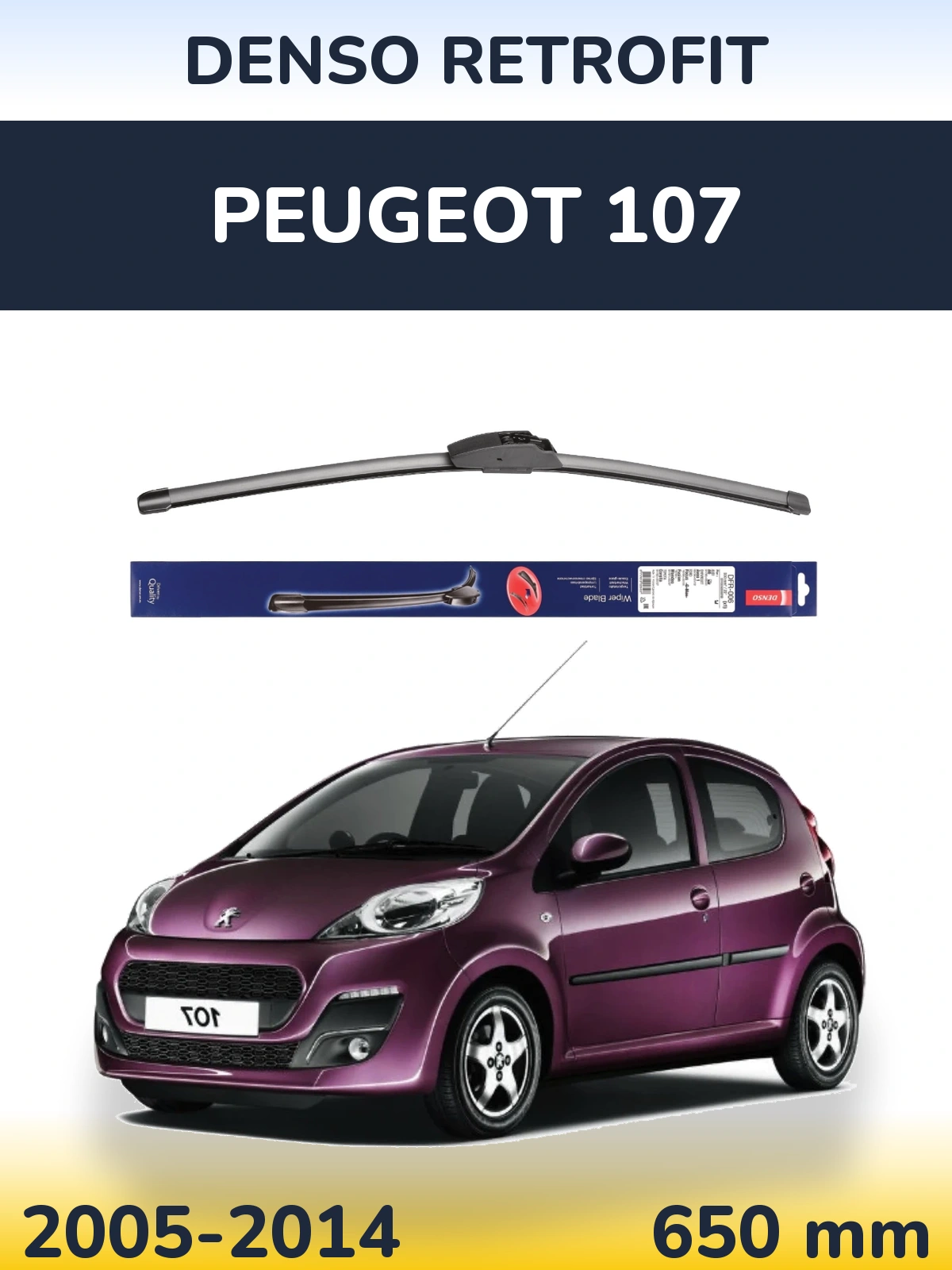Przednia wycieraczka Denso Retrofit 650 mm do Peugeot 107 2005-2014