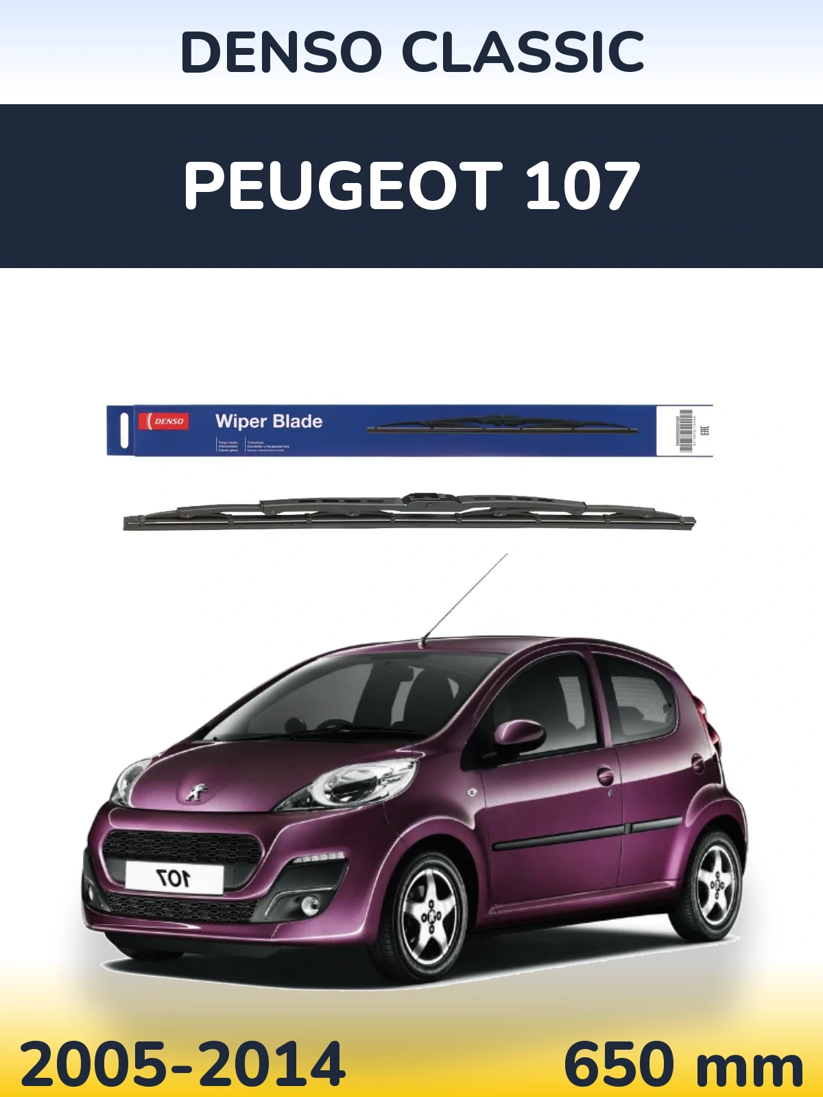Przednia wycieraczka Denso Classic 650 mm do Peugeot 107 2005-2014
