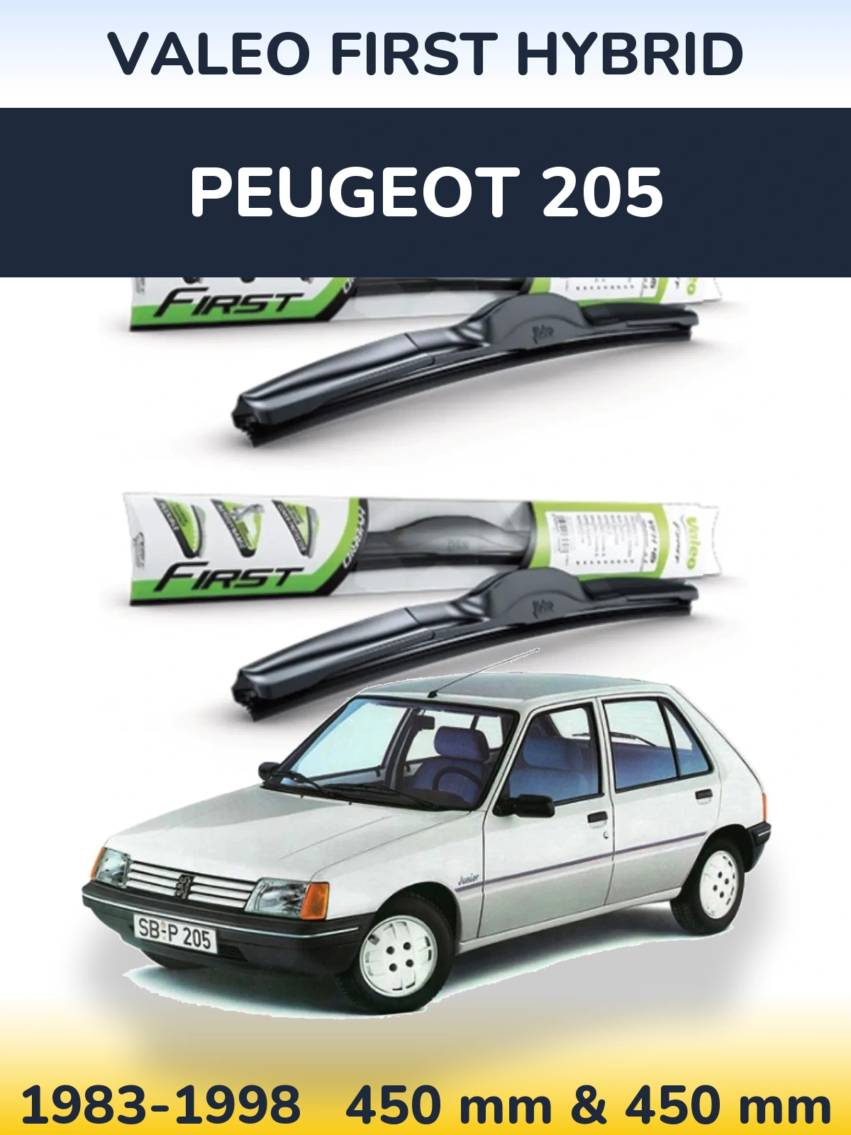 Komplet przednich wycieraczek Valeo First Hybrid 450 & 450 mm do Peugeot 205 1983-1998