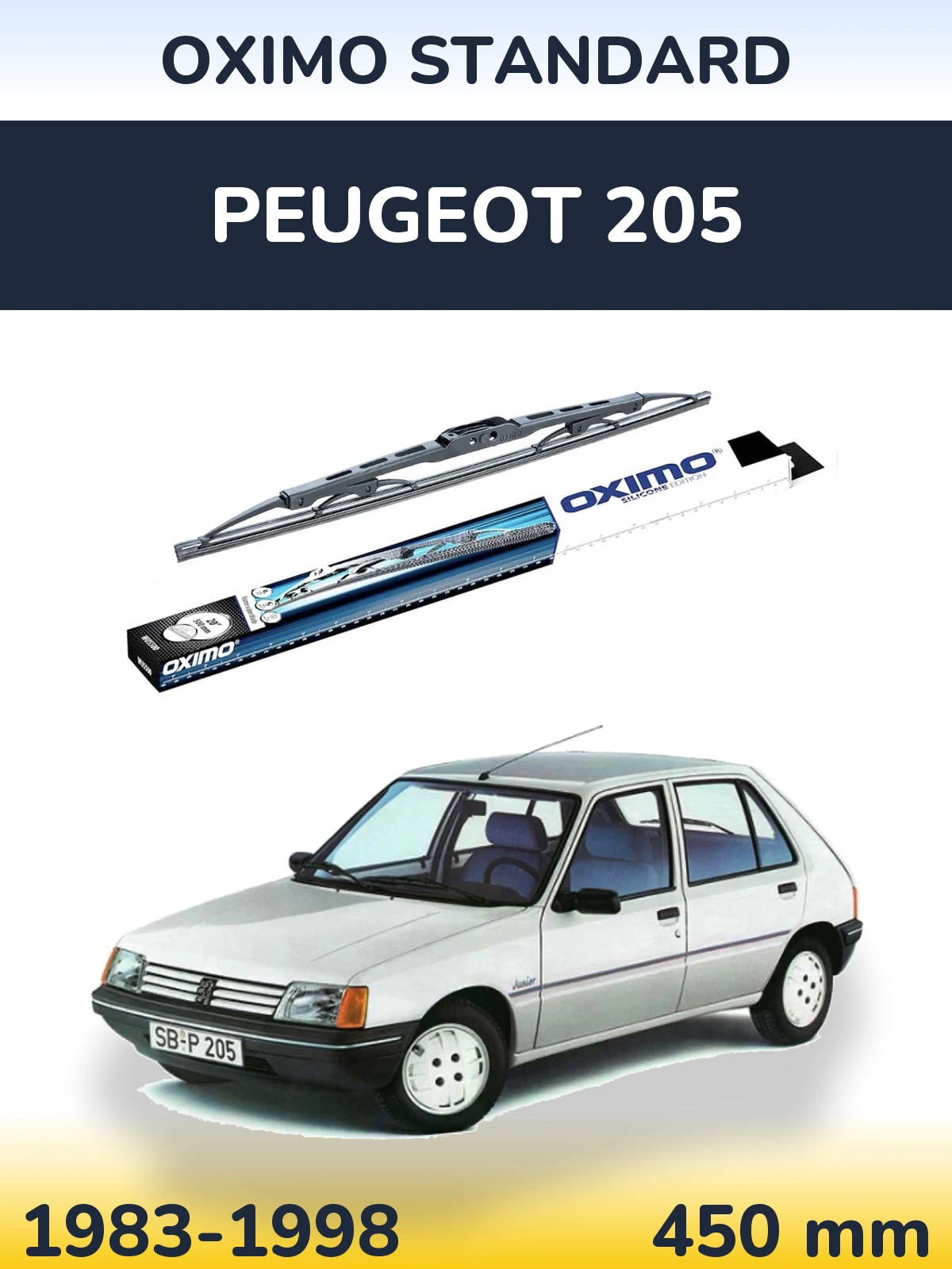 Rear wiper blade Oximo Standard 450 mm for Peugeot 205 1983-1998