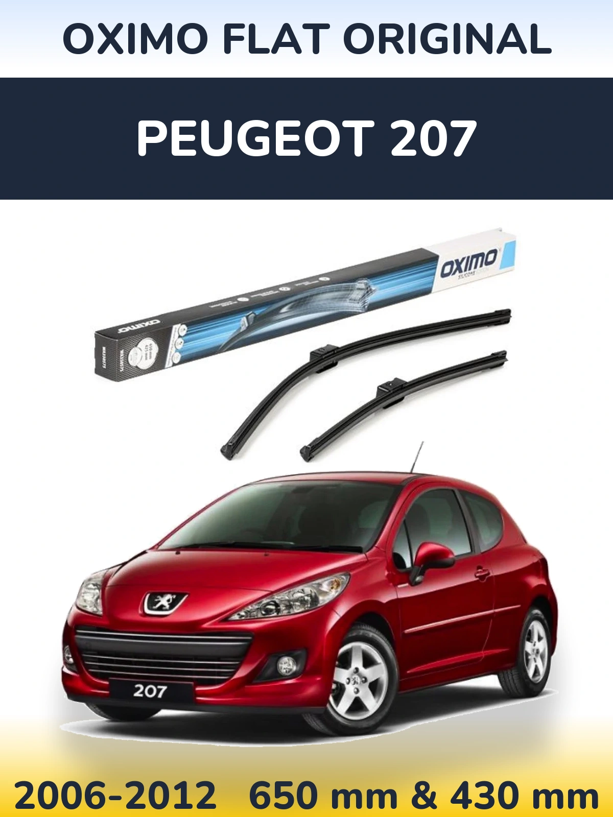Комплект передних дворников Oximo Flat Original 650 & 430 мм для Peugeot 207 2006-2012