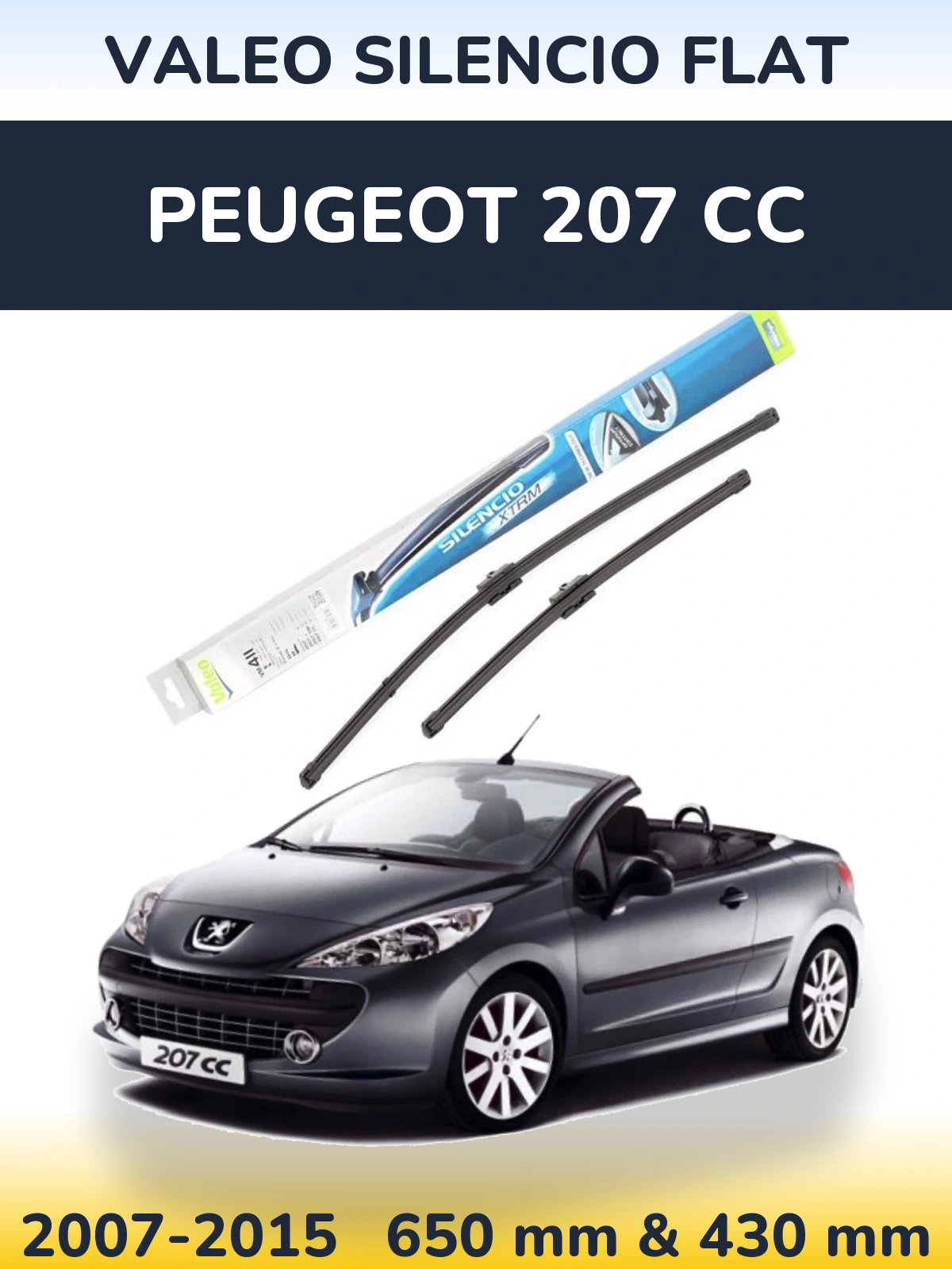 Комплект передних дворников Valeo Silencio Flat 650 & 420 мм для Peugeot 207 CC 2007-2015