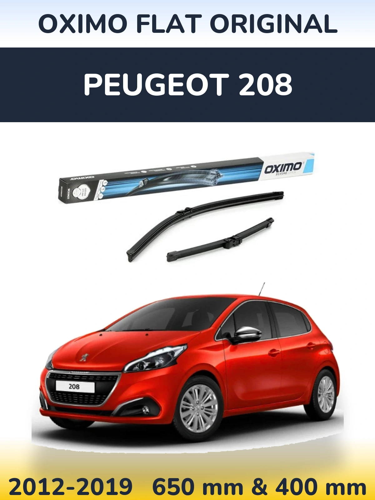 Комплект передних дворников Oximo Flat Original 650 & 375 мм для Peugeot 208 2012-2019