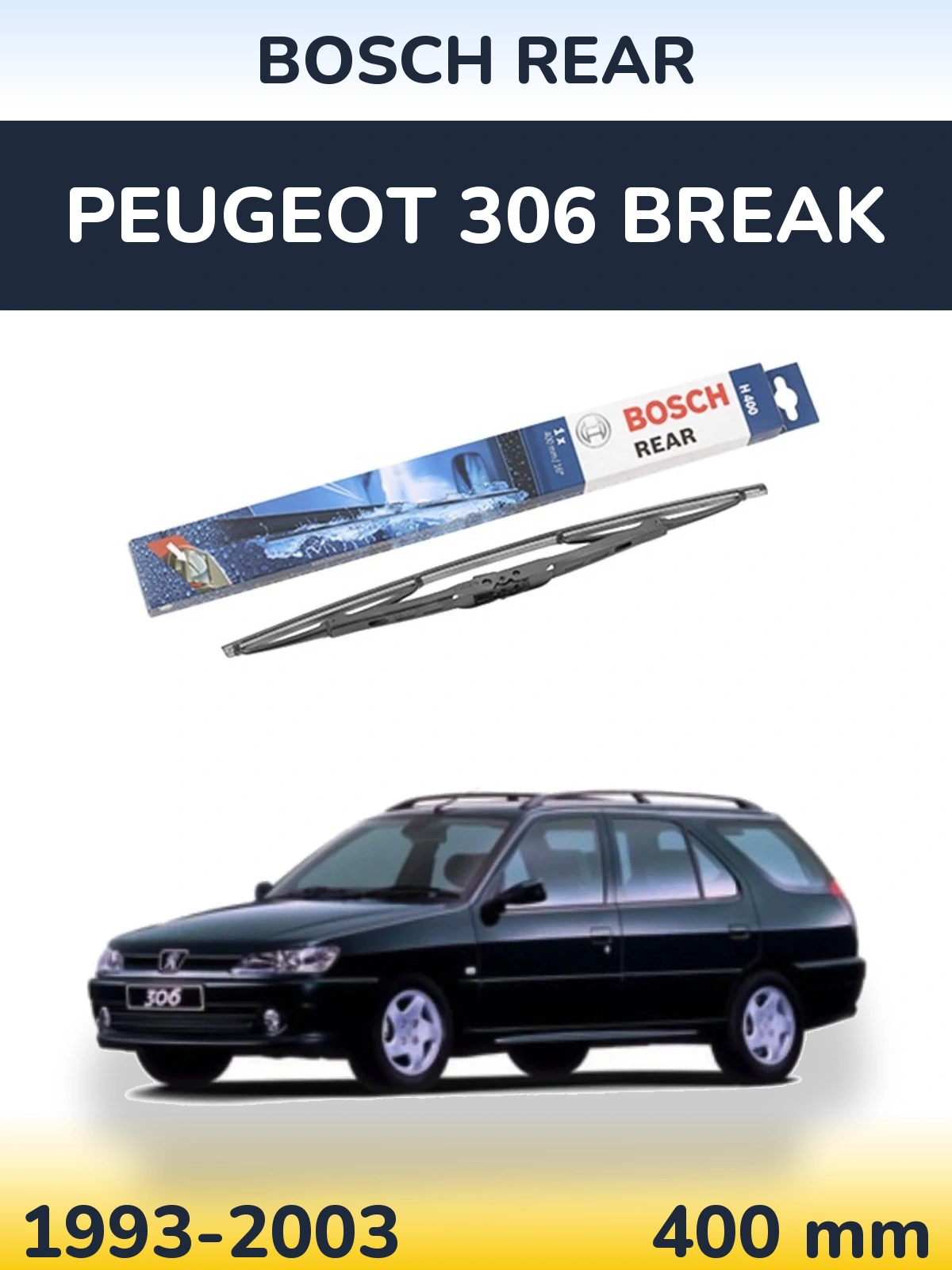 Rear wiper blade BOSCH Rear 400 mm for Peugeot 306 Break 1993-2003