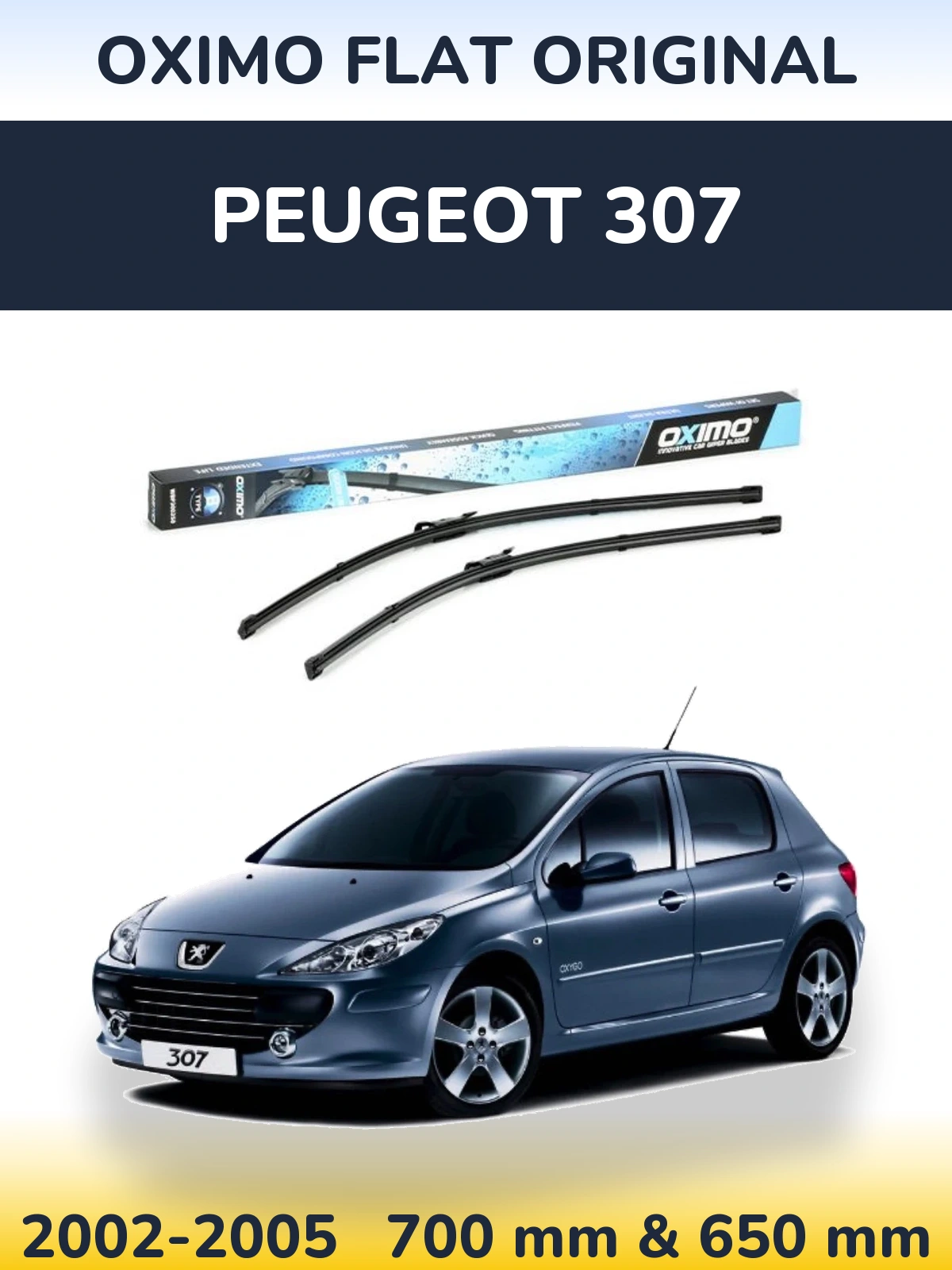 Комплект передних дворников Oximo Flat Original 700 & 650 мм для Peugeot 307 2002-2005