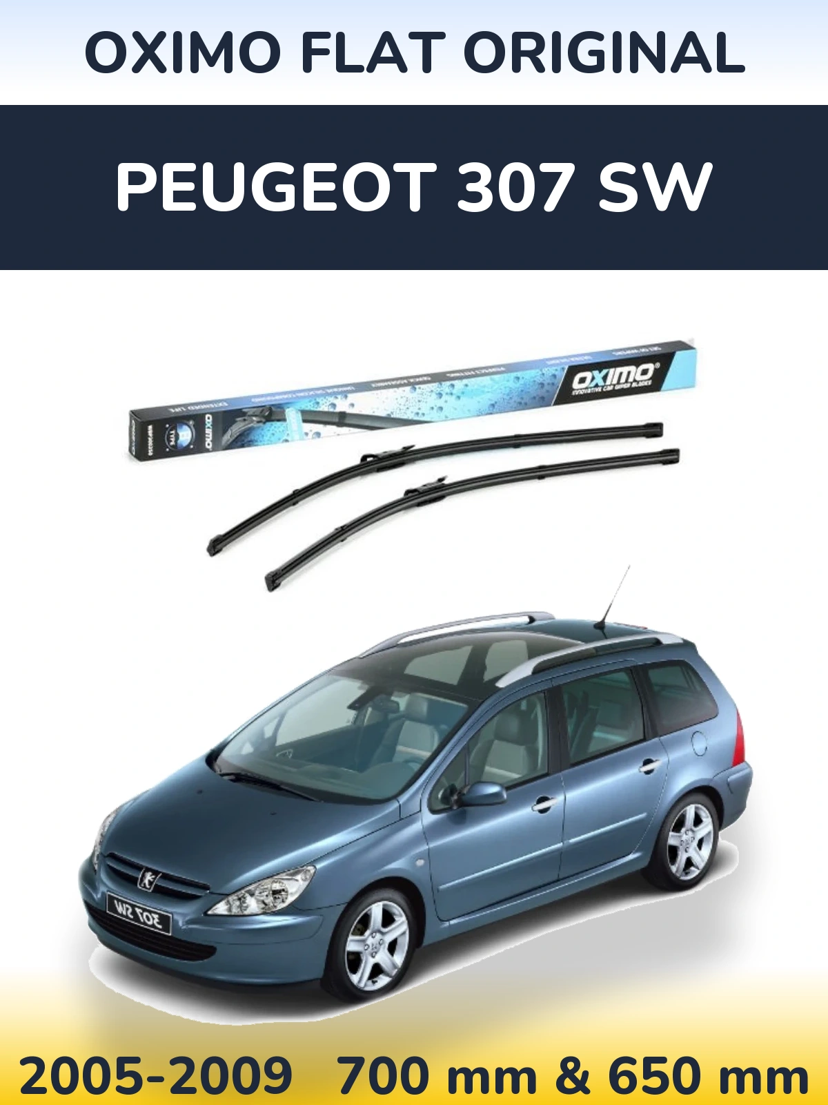 Комплект передних дворников Oximo Flat Original 700 & 650 мм для Peugeot 307 SW 2005-2009