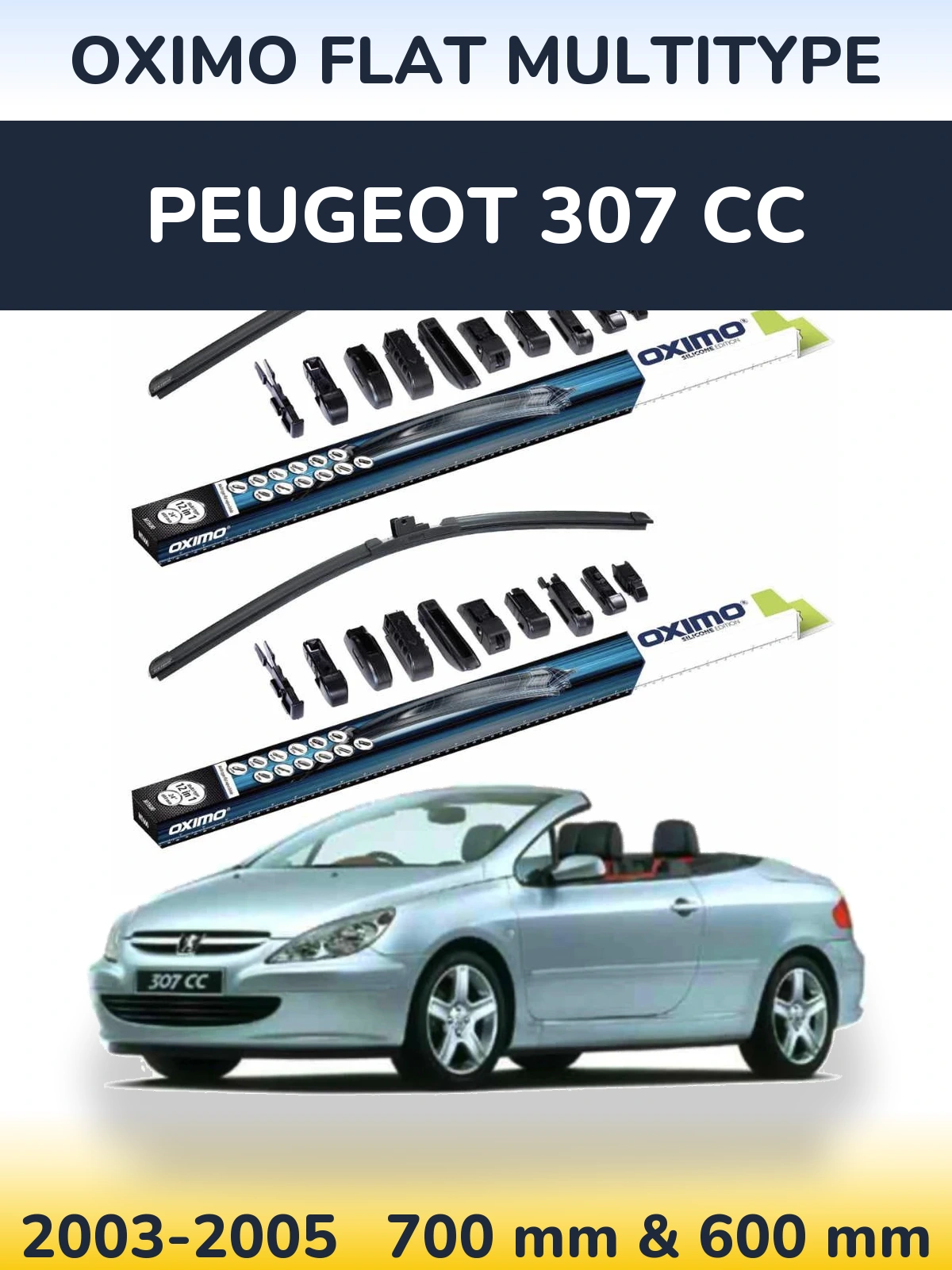 Komplet przednich wycieraczek Oximo Flat MultiType 700 & 600 mm do Peugeot 307 CC 2003-2005