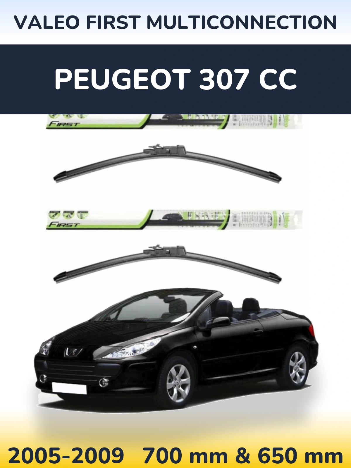 Komplet przednich wycieraczek Valeo First MultiConnection 700 & 650 mm do Peugeot 307 CC 2005-2009