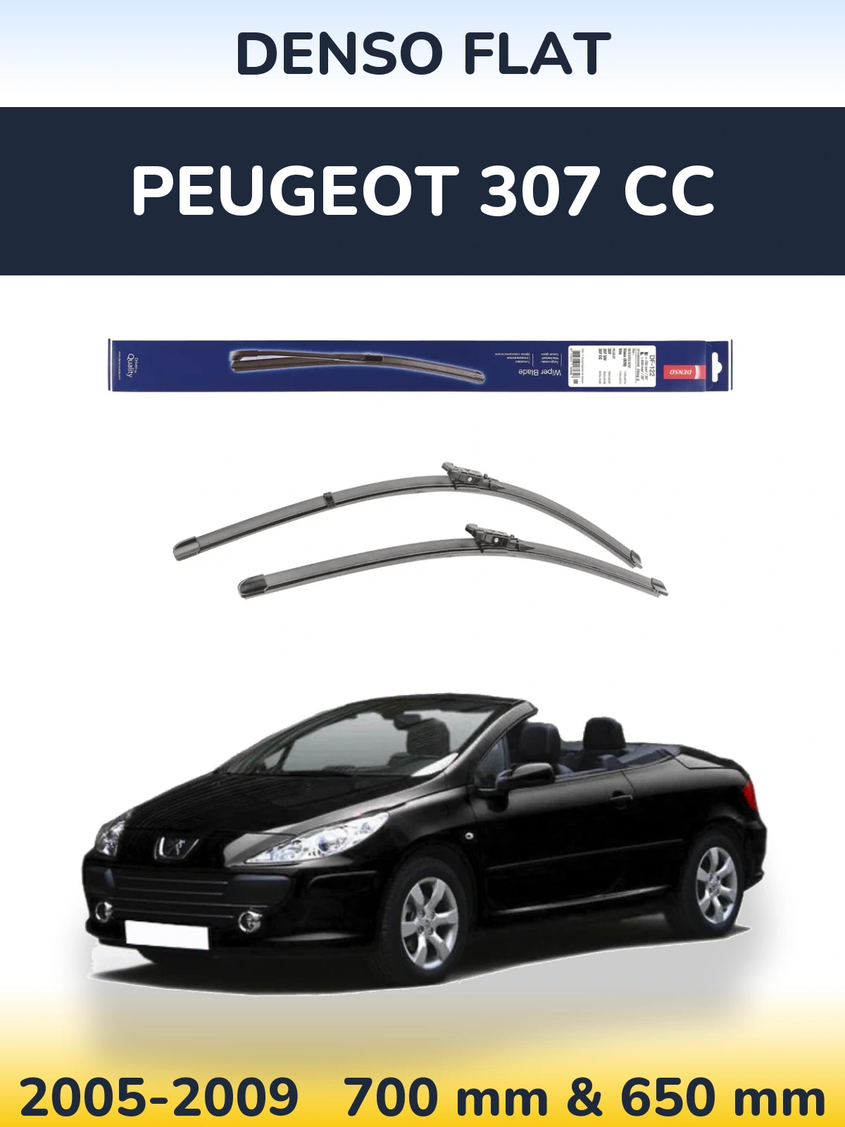 Komplet przednich wycieraczek Denso Flat 700 & 650 mm do Peugeot 307 CC 2005-2009