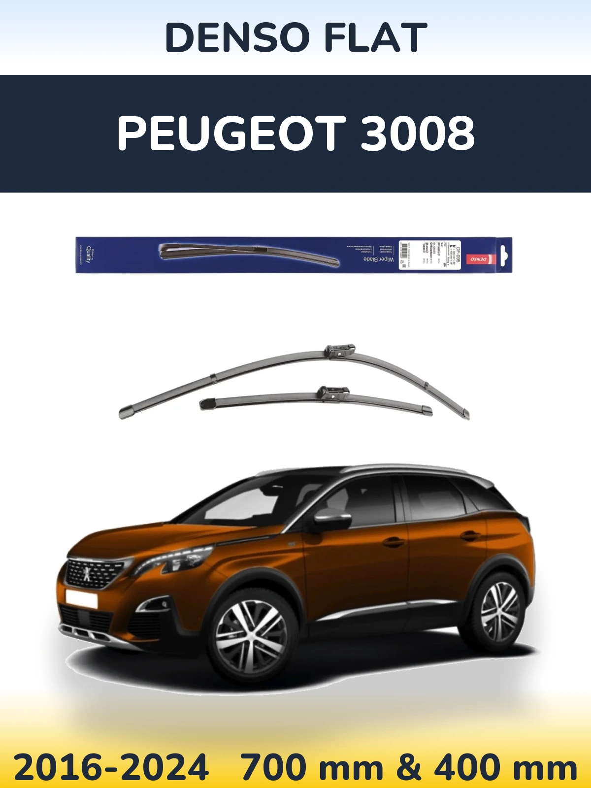 Komplet przednich wycieraczek Denso Flat 700 & 400 mm do Peugeot 3008 2016-2024