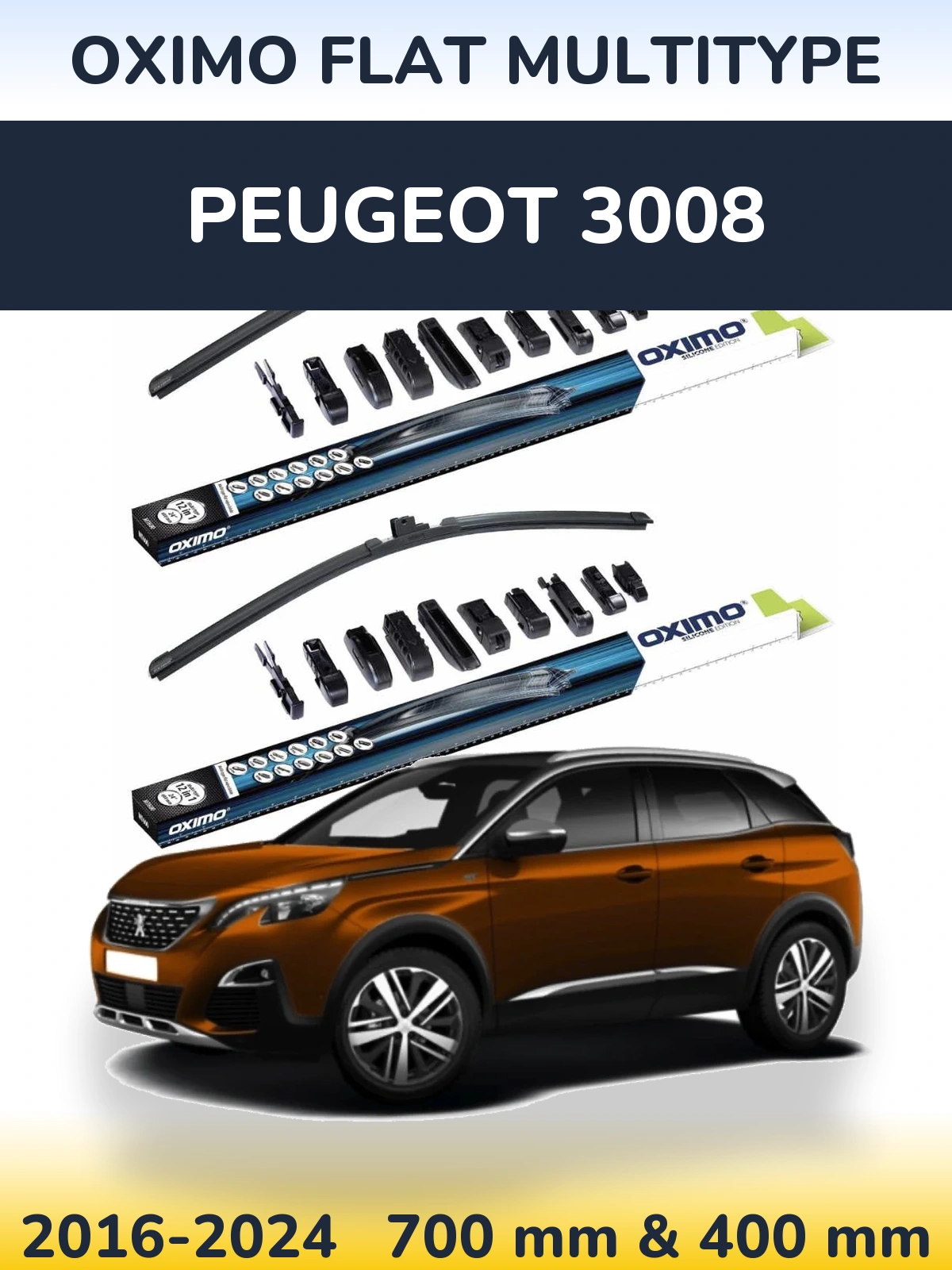 Komplet przednich wycieraczek Oximo Flat MultiType 700 & 400 mm do Peugeot 3008 2016-2024