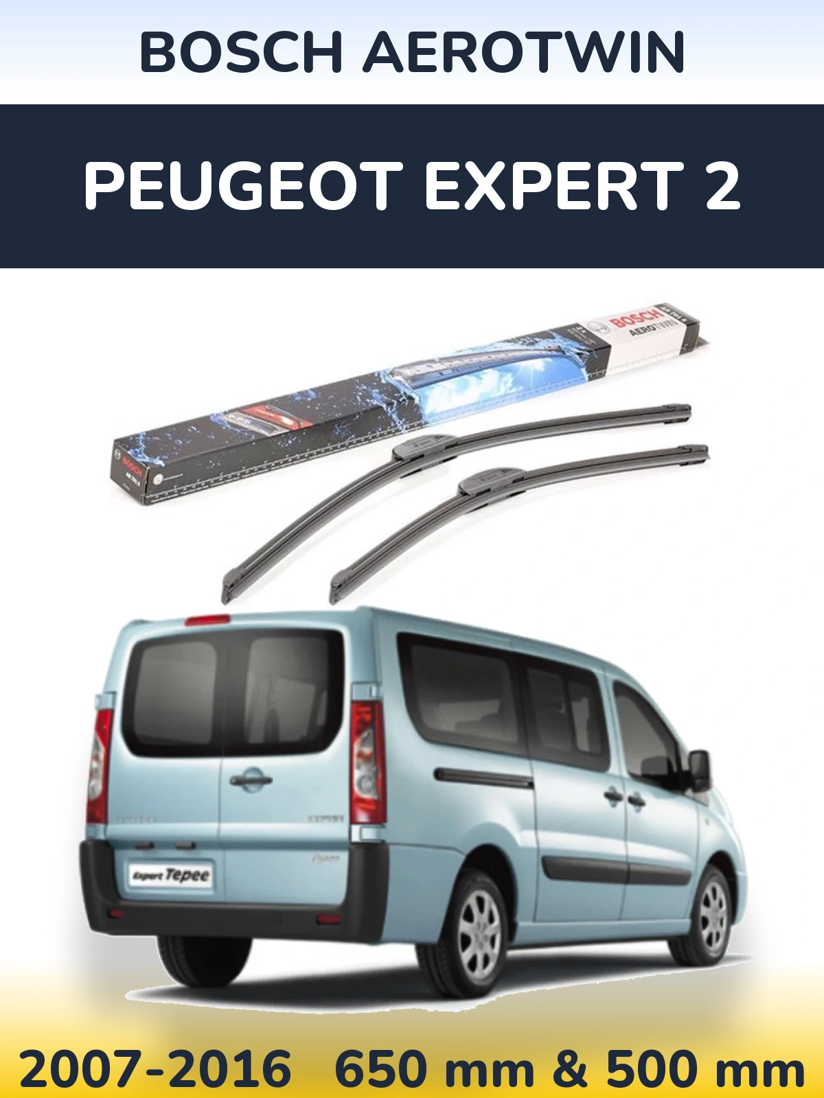 Komplet przednich wycieraczek BOSCH AeroTwin 650 & 500 mm do Peugeot Expert 2 2007-2016