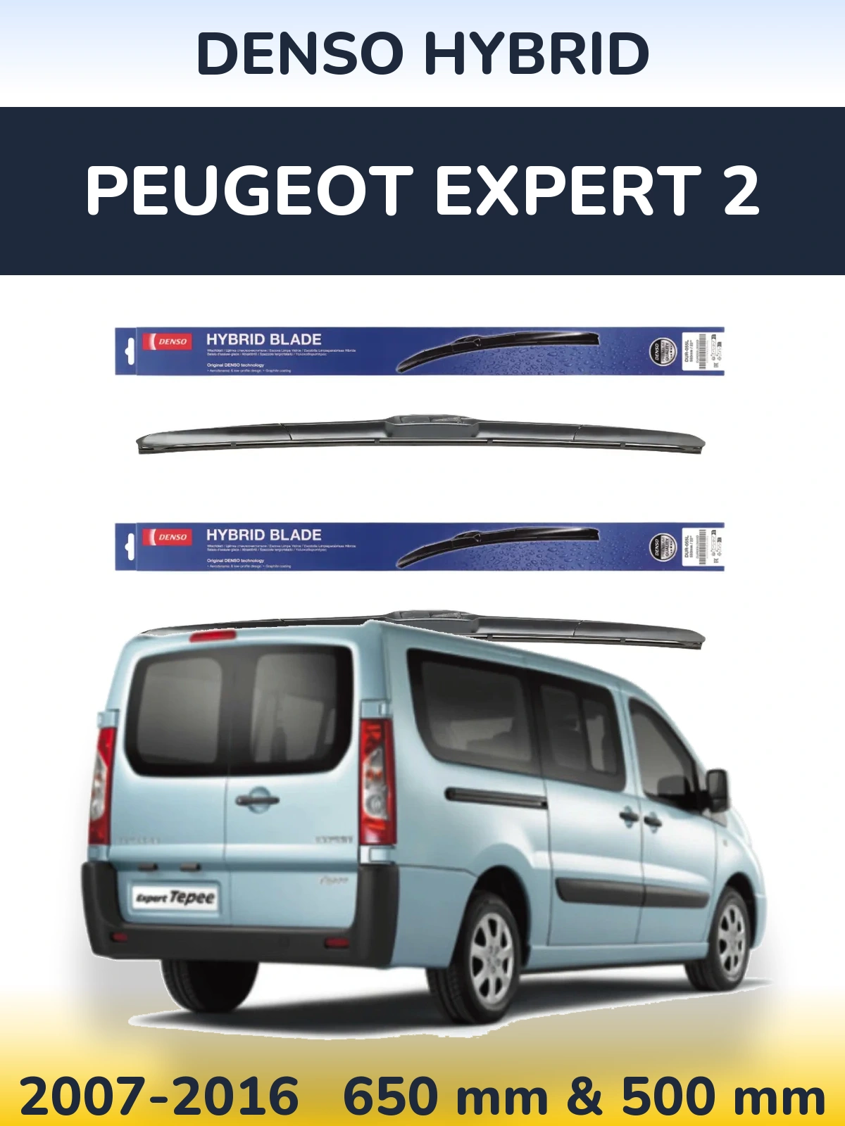 Комплект передних дворников Denso Hybrid 650 & 500 мм для Peugeot Expert 2 2007-2016