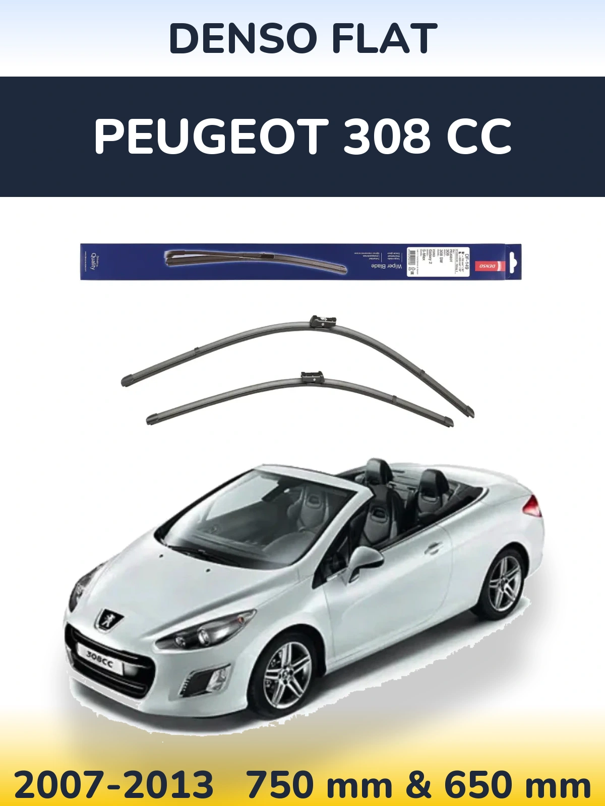 Komplet przednich wycieraczek Denso Flat 750 & 650 mm do Peugeot 308 CC 2007-2013