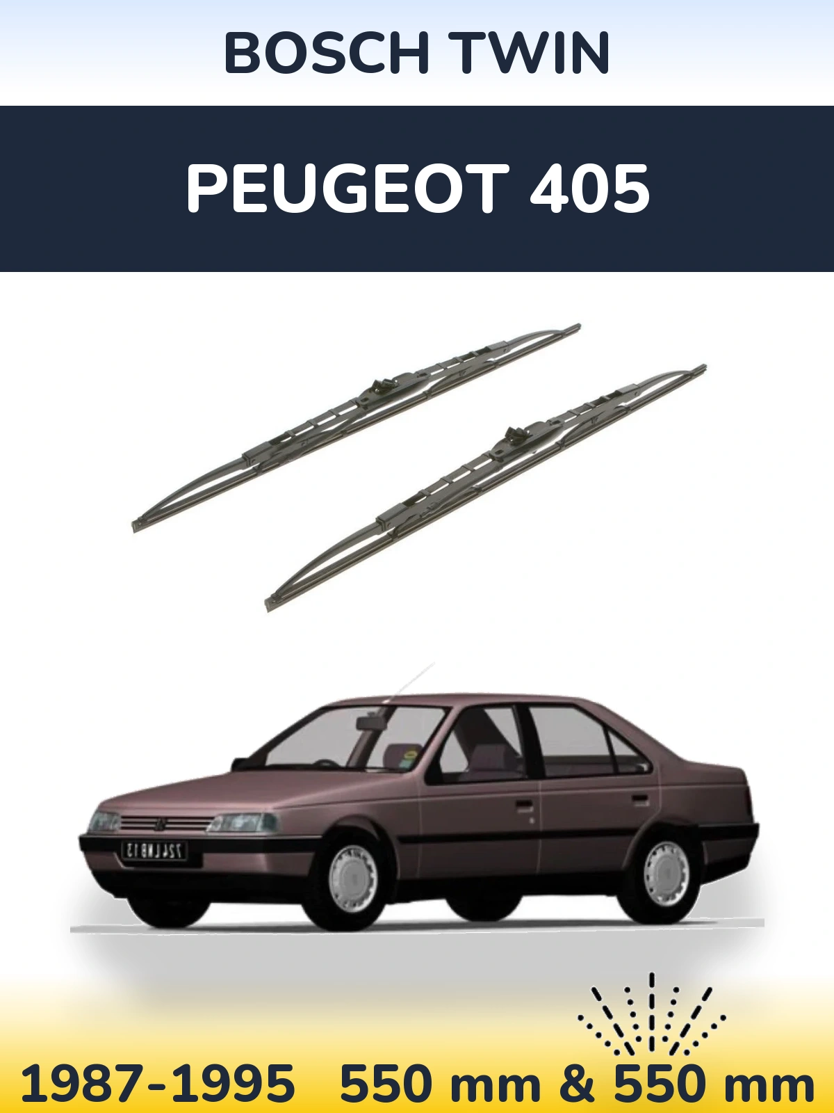 Komplet przednich wycieraczek BOSCH Twin 550 & 550 mm do Peugeot 405 1987-1995