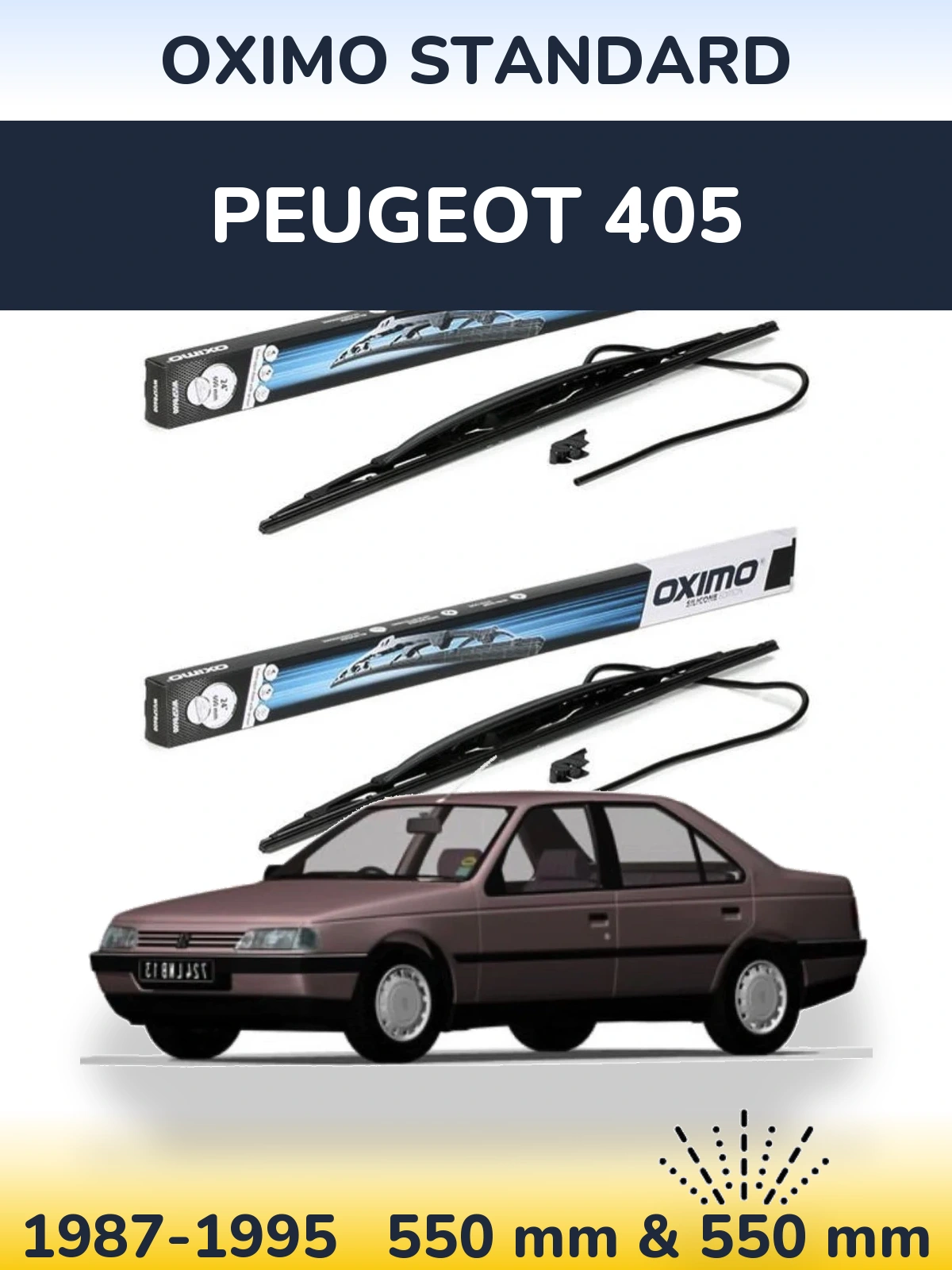 Komplet przednich wycieraczek Oximo Standard 550 & 550 mm do Peugeot 405 1987-1995