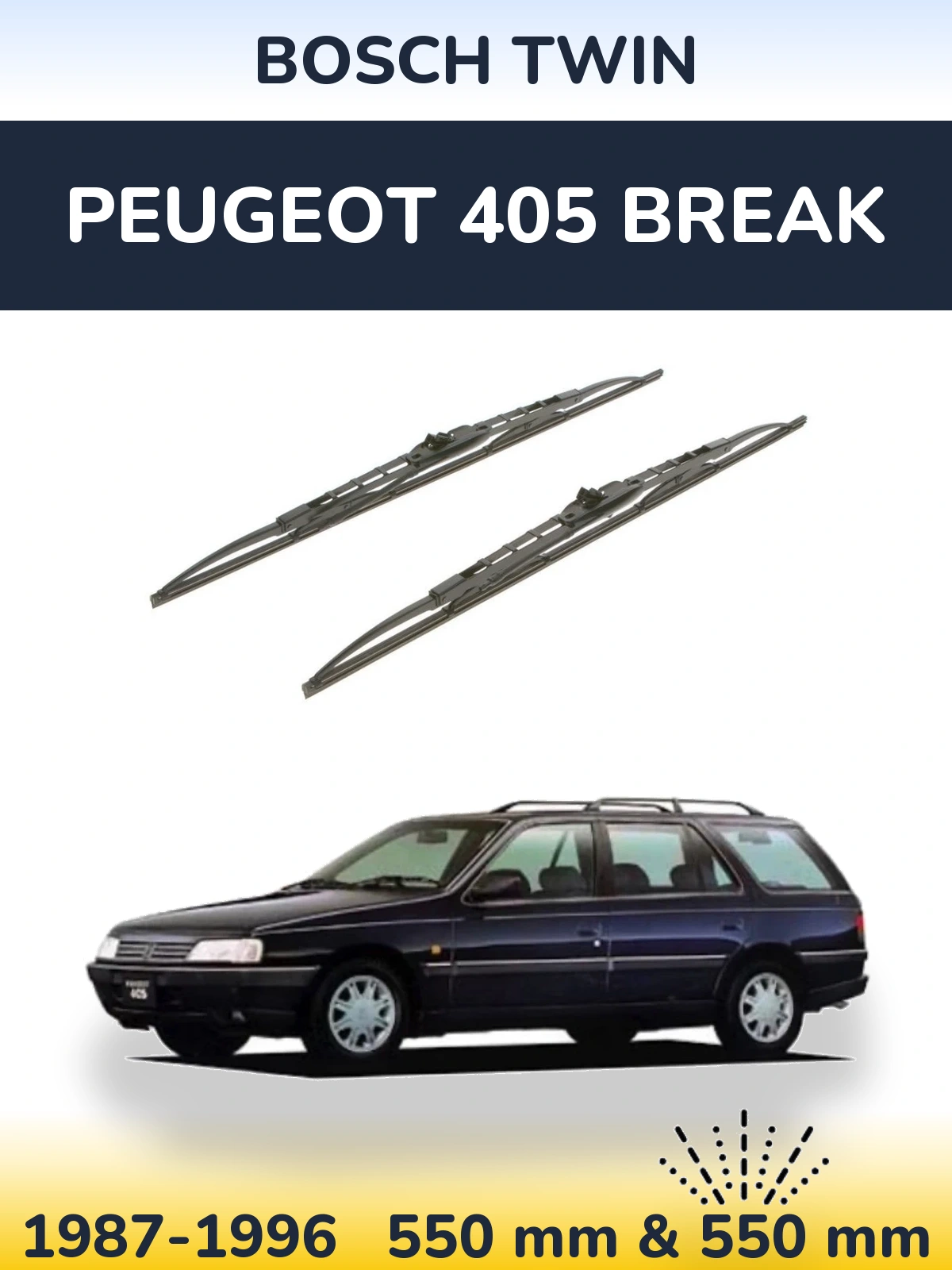 Комплект передних дворников BOSCH Twin 550 & 550 мм для Peugeot 405 Break 1987-1996