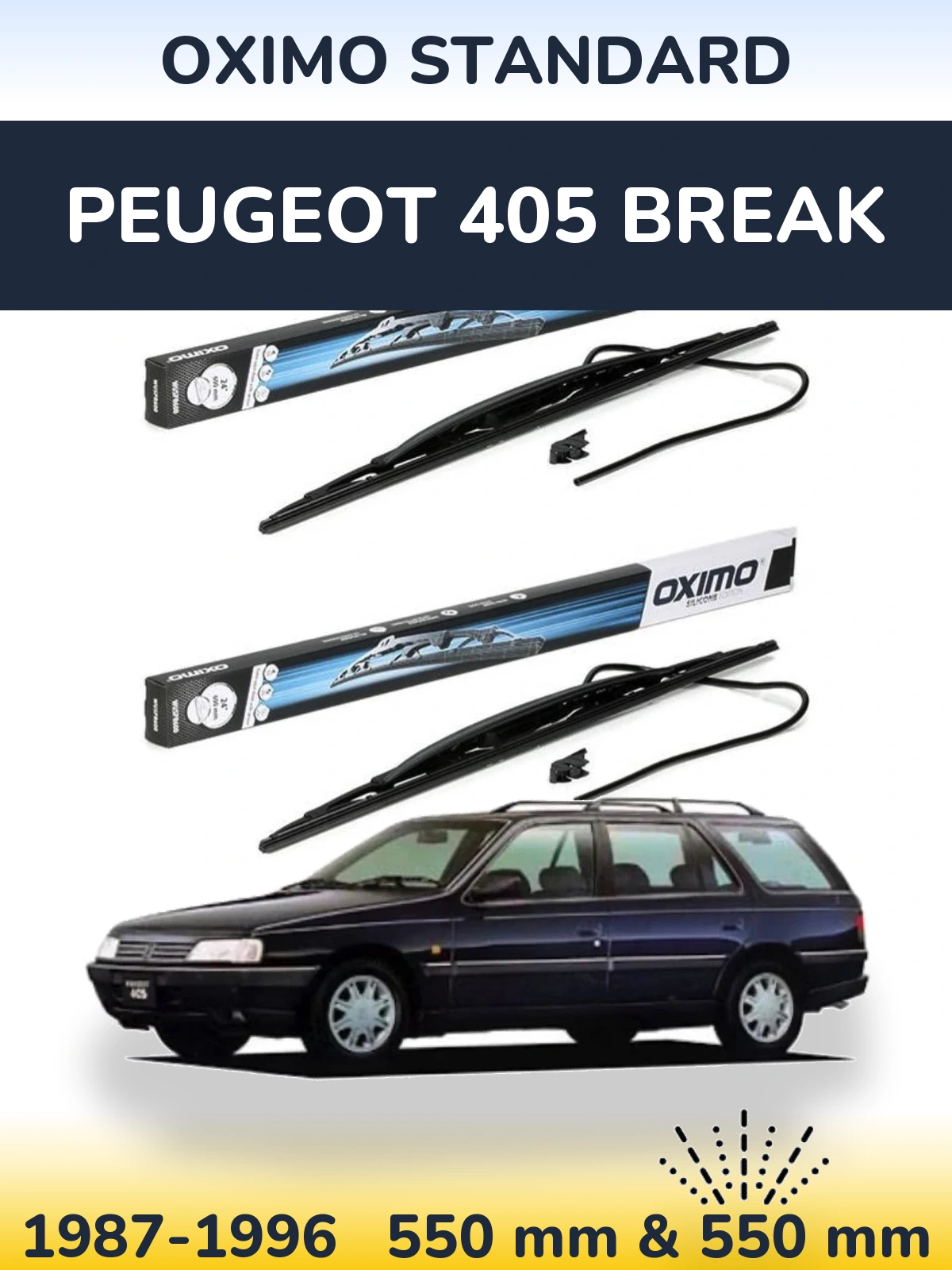 Komplet przednich wycieraczek Oximo Standard 550 & 550 mm do Peugeot 405 Break 1987-1996
