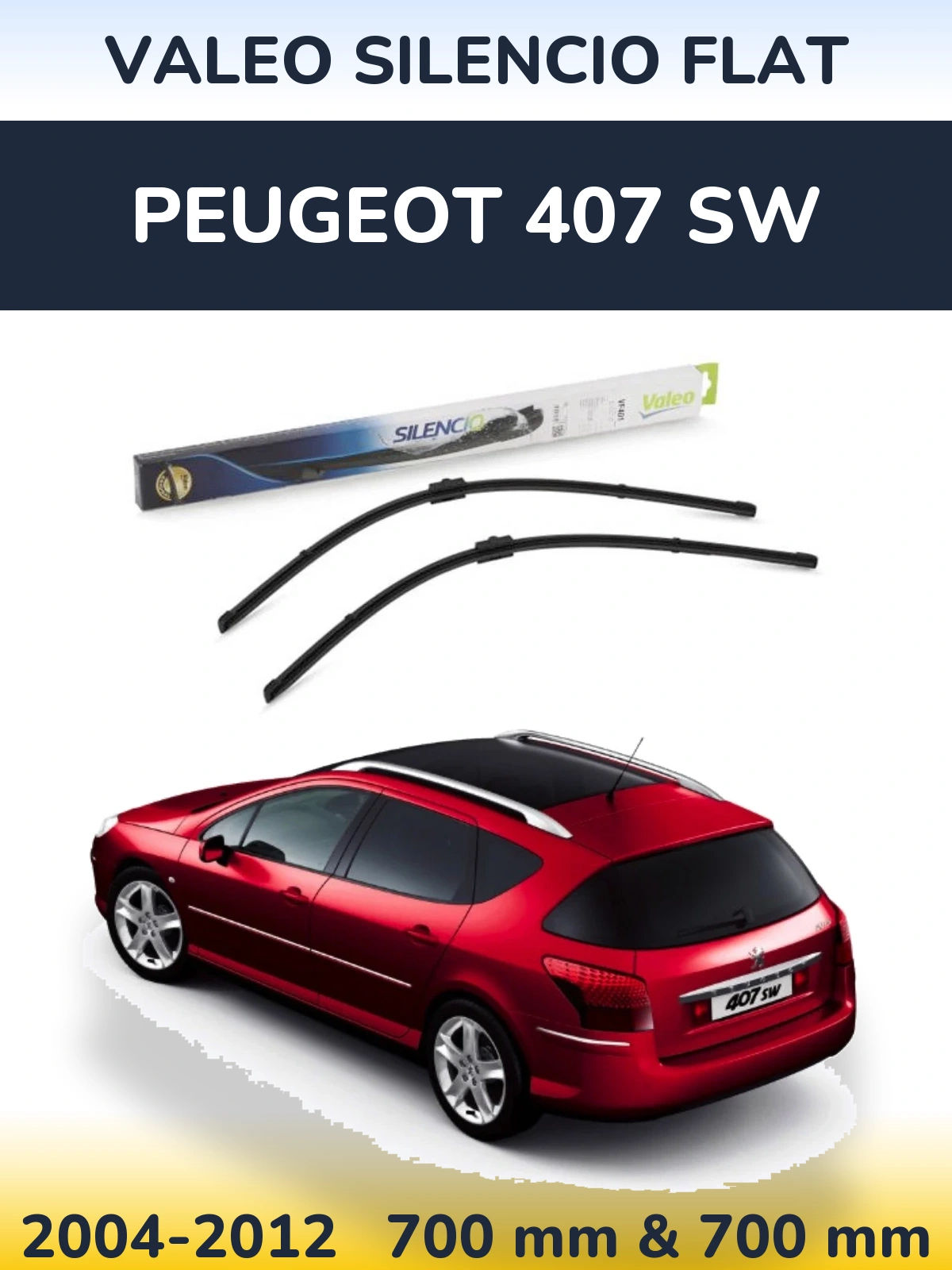 Комплект передних дворников Valeo Silencio Flat 700 & 700 мм для Peugeot 407 SW 2004-2012