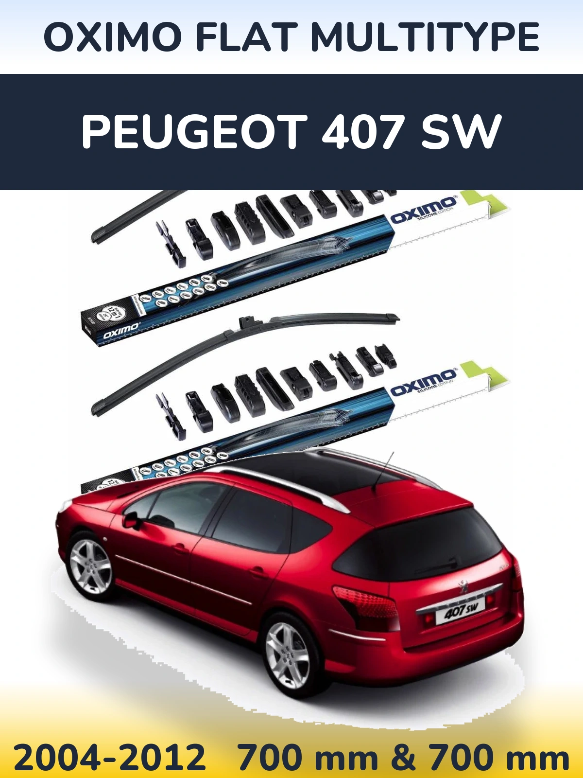 Komplet przednich wycieraczek Oximo Flat MultiType 700 & 700 mm do Peugeot 407 SW 2004-2012