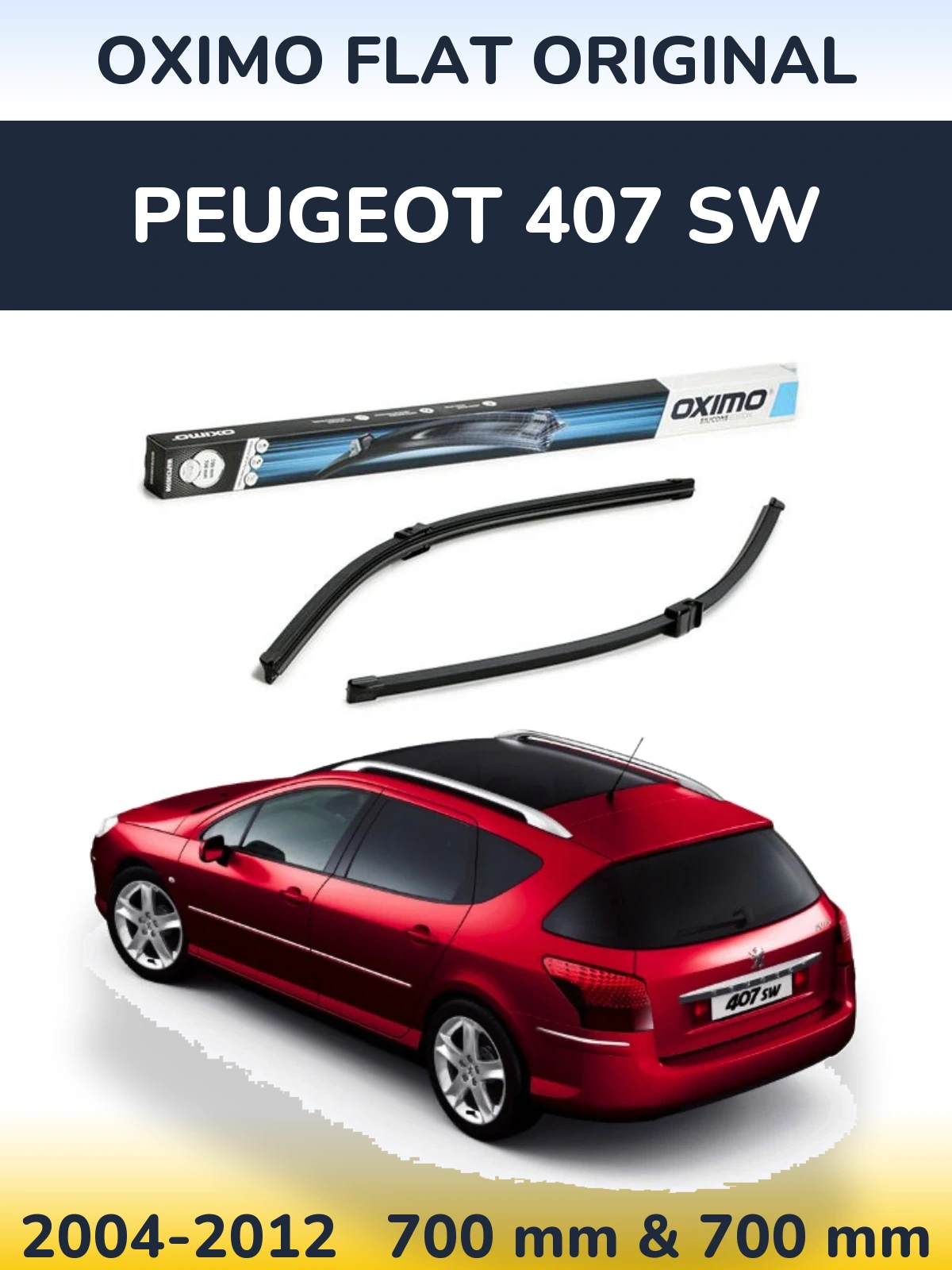 Комплект передних дворников Oximo Flat Original 700 & 700 мм для Peugeot 407 SW 2004-2012