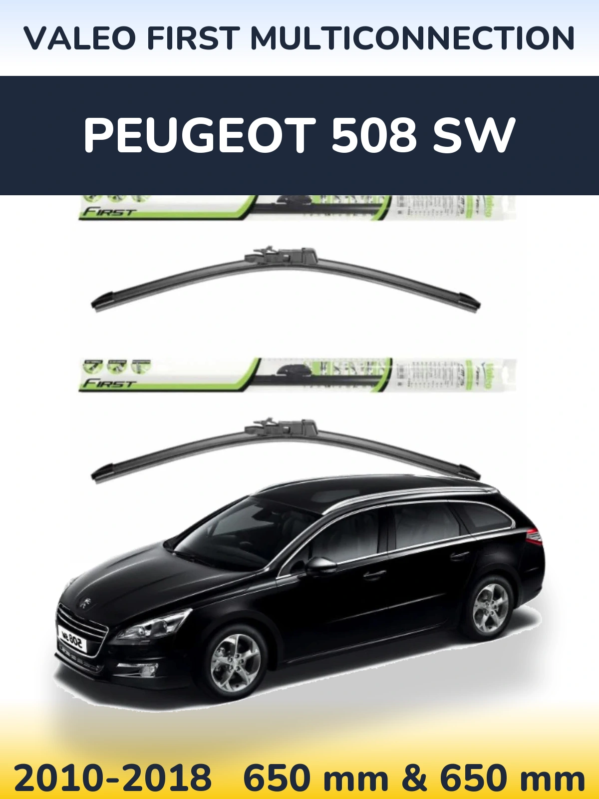 Komplet przednich wycieraczek Valeo First MultiConnection 650 & 650 mm do Peugeot 508 SW 2010-2018
