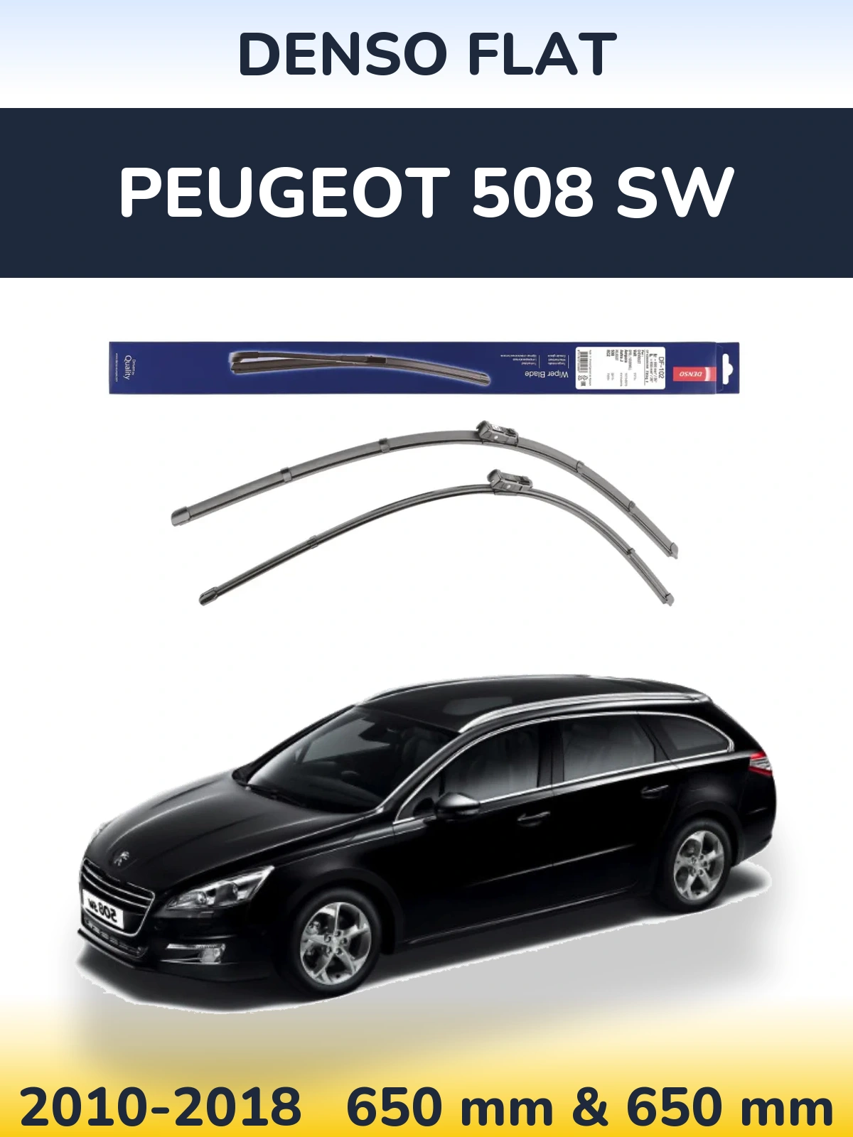 Комплект передніх щіток Denso Flat 650 & 650 мм для Peugeot 508 SW 2010-2018