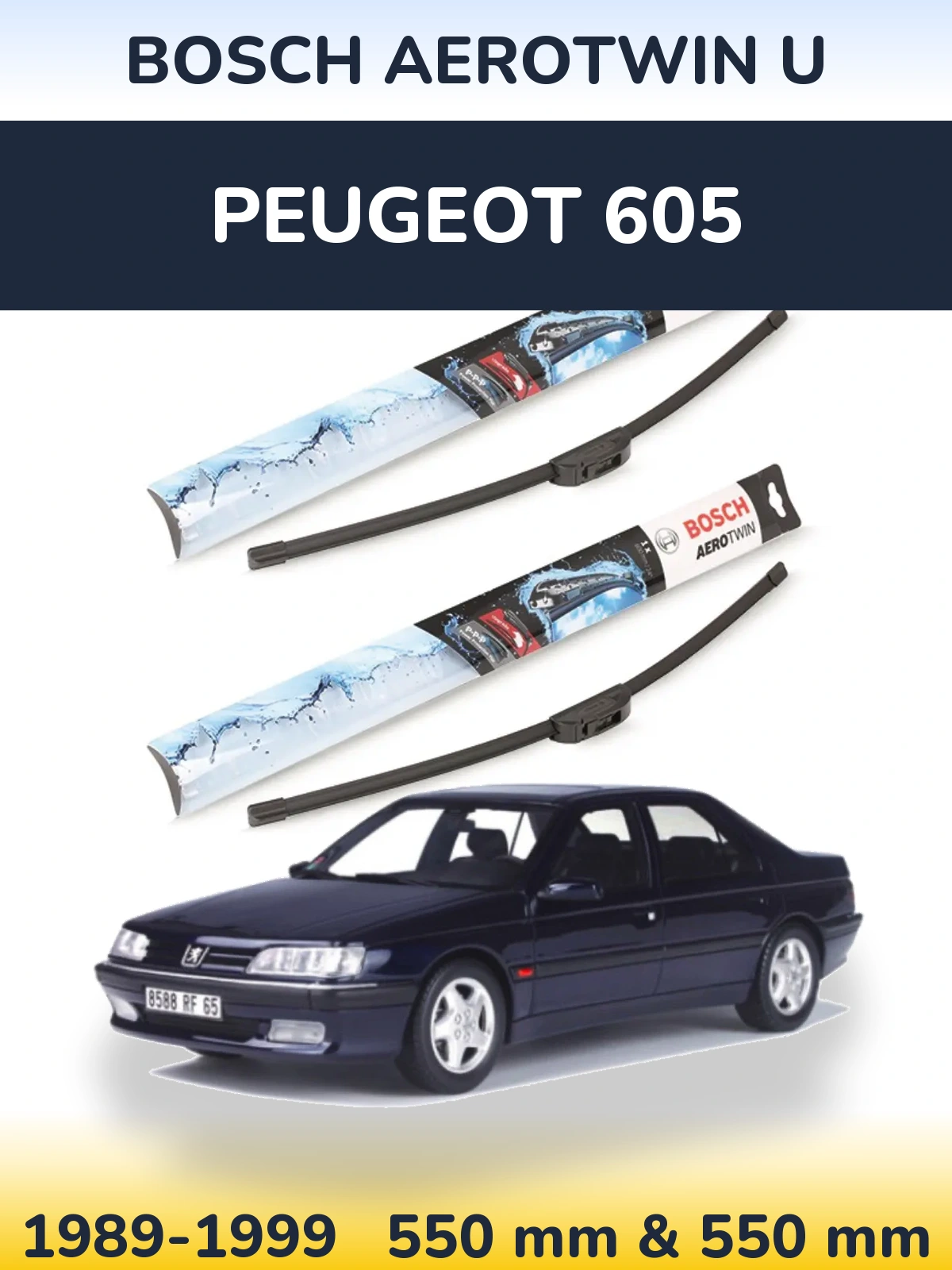 Komplet przednich wycieraczek BOSCH AeroTwin U 550 & 550 mm do Peugeot 605 1989-1999