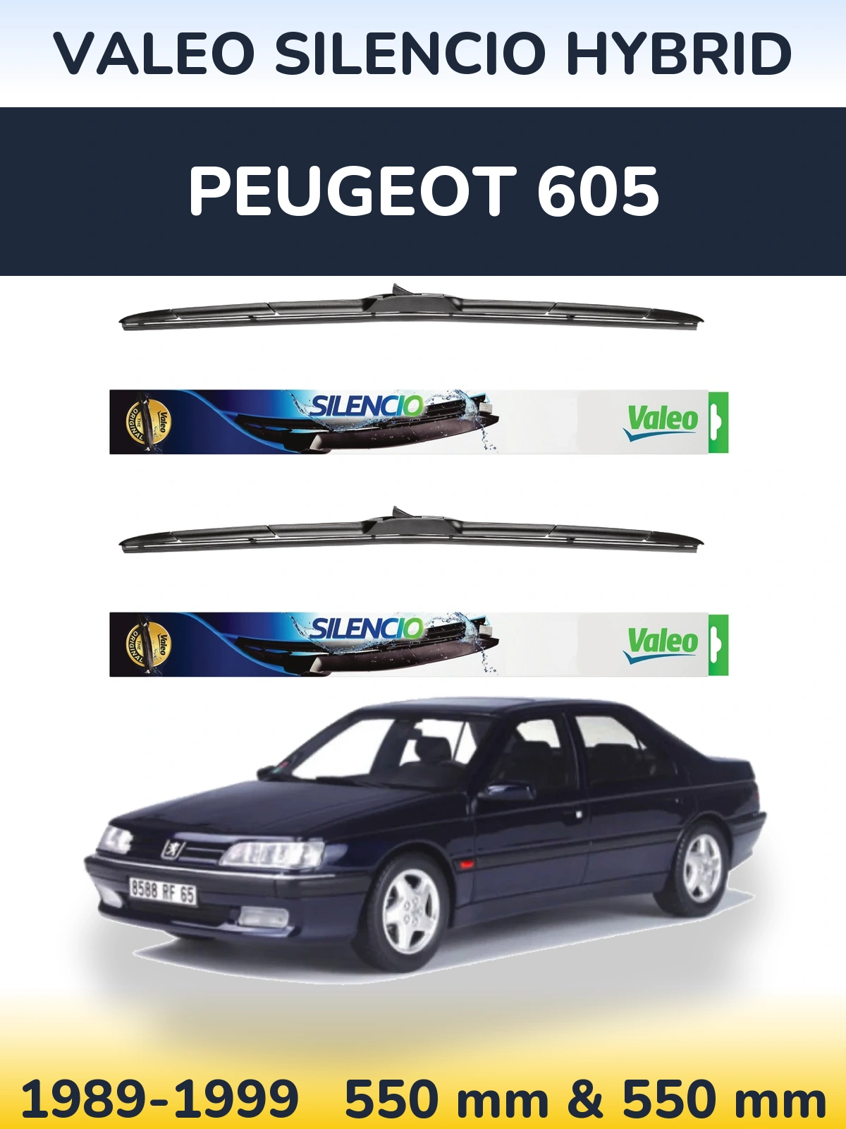 Комплект передних дворников Valeo Silencio Hybrid 550 & 550 мм для Peugeot 605 1989-1999