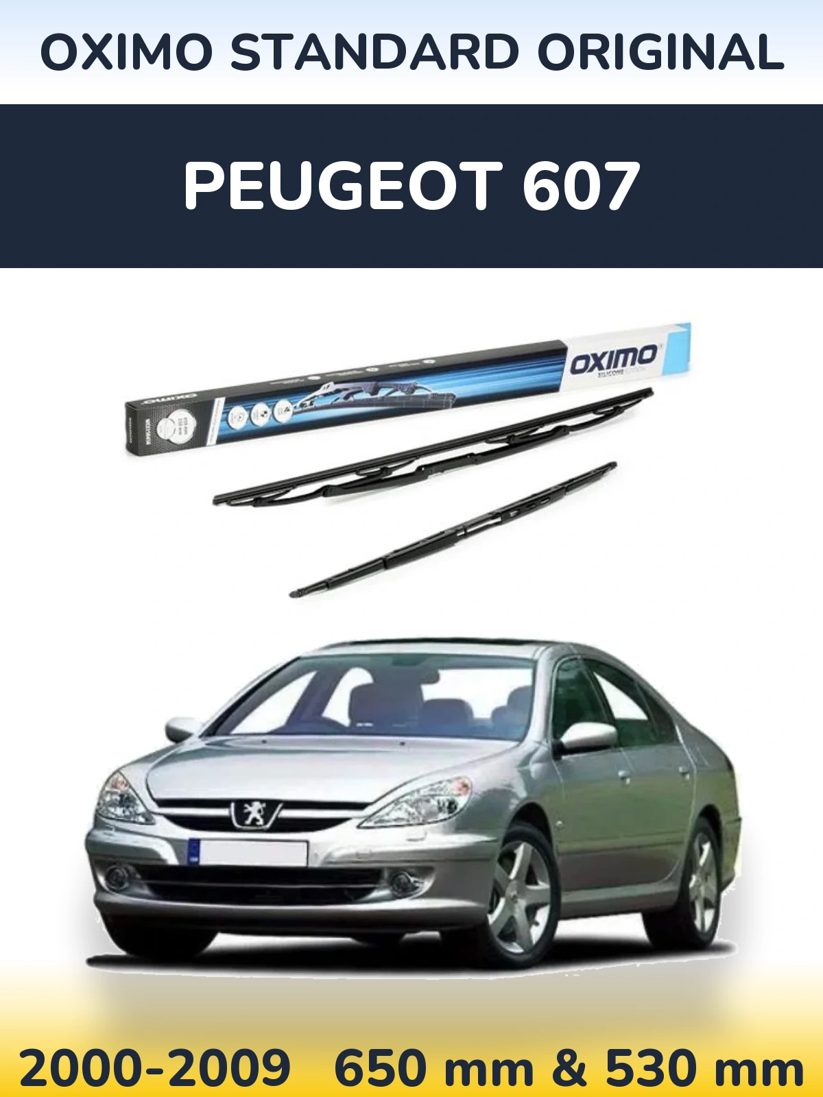Komplet przednich wycieraczek Oximo Standard Original 650 & 550 mm do Peugeot 607 2000-2009