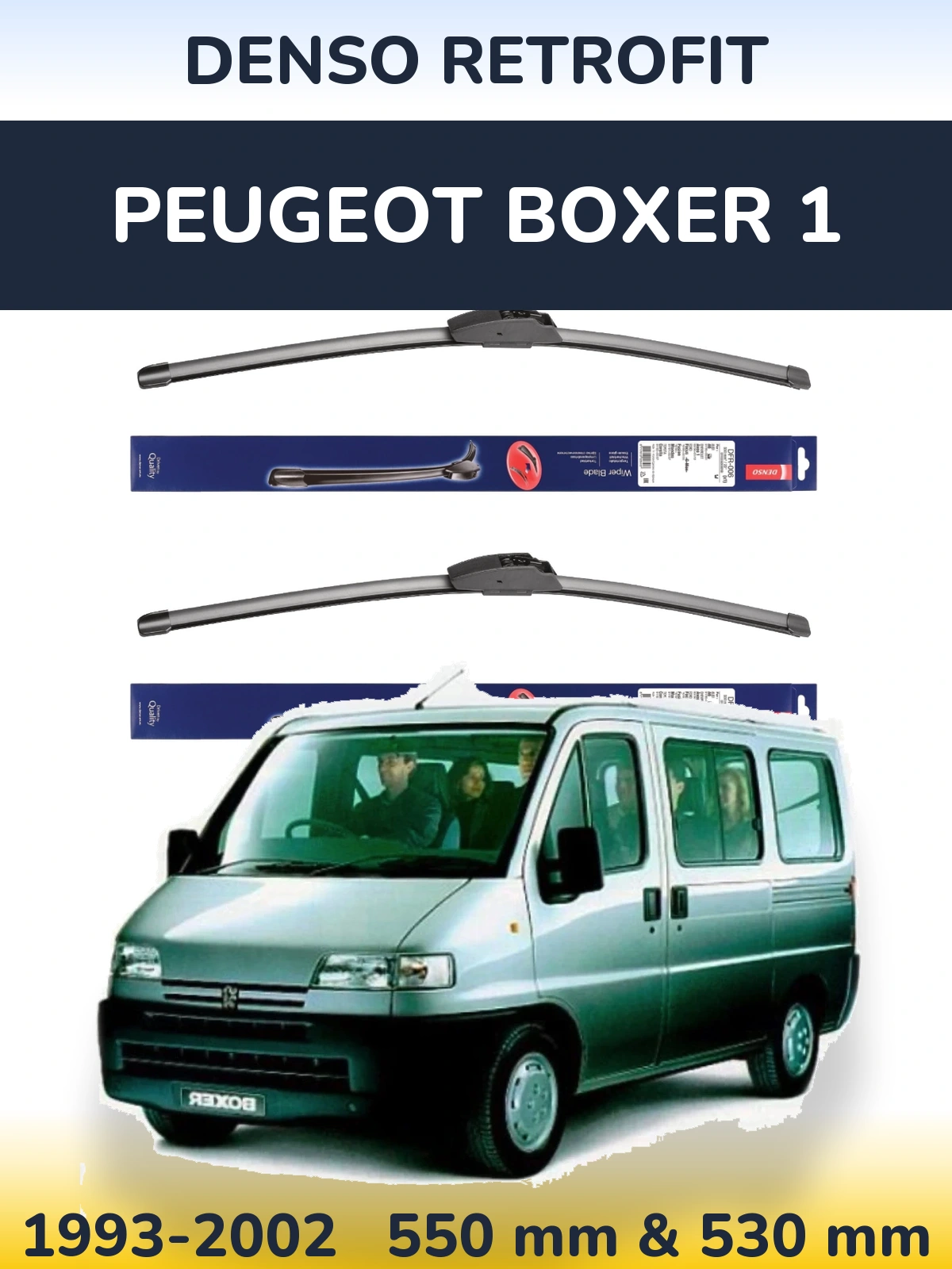 Komplet przednich wycieraczek Denso Retrofit 550 & 530 mm do Peugeot Boxer 1 1993-2002