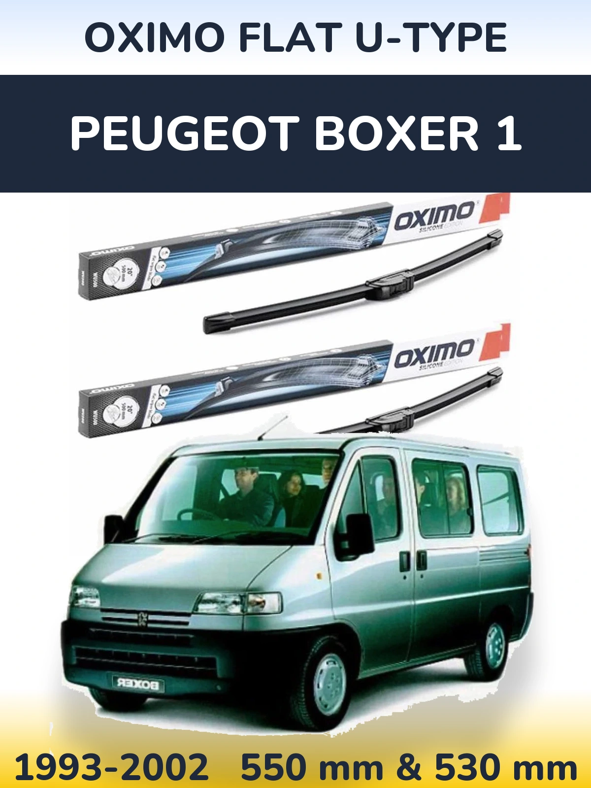 Komplet przednich wycieraczek Oximo Flat U-type 550 & 530 mm do Peugeot Boxer 1 1993-2002