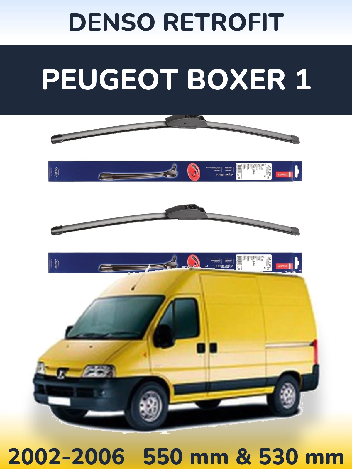 Комплект передних дворников Denso Retrofit 550 & 530 мм для Peugeot Boxer 1 2002-2006