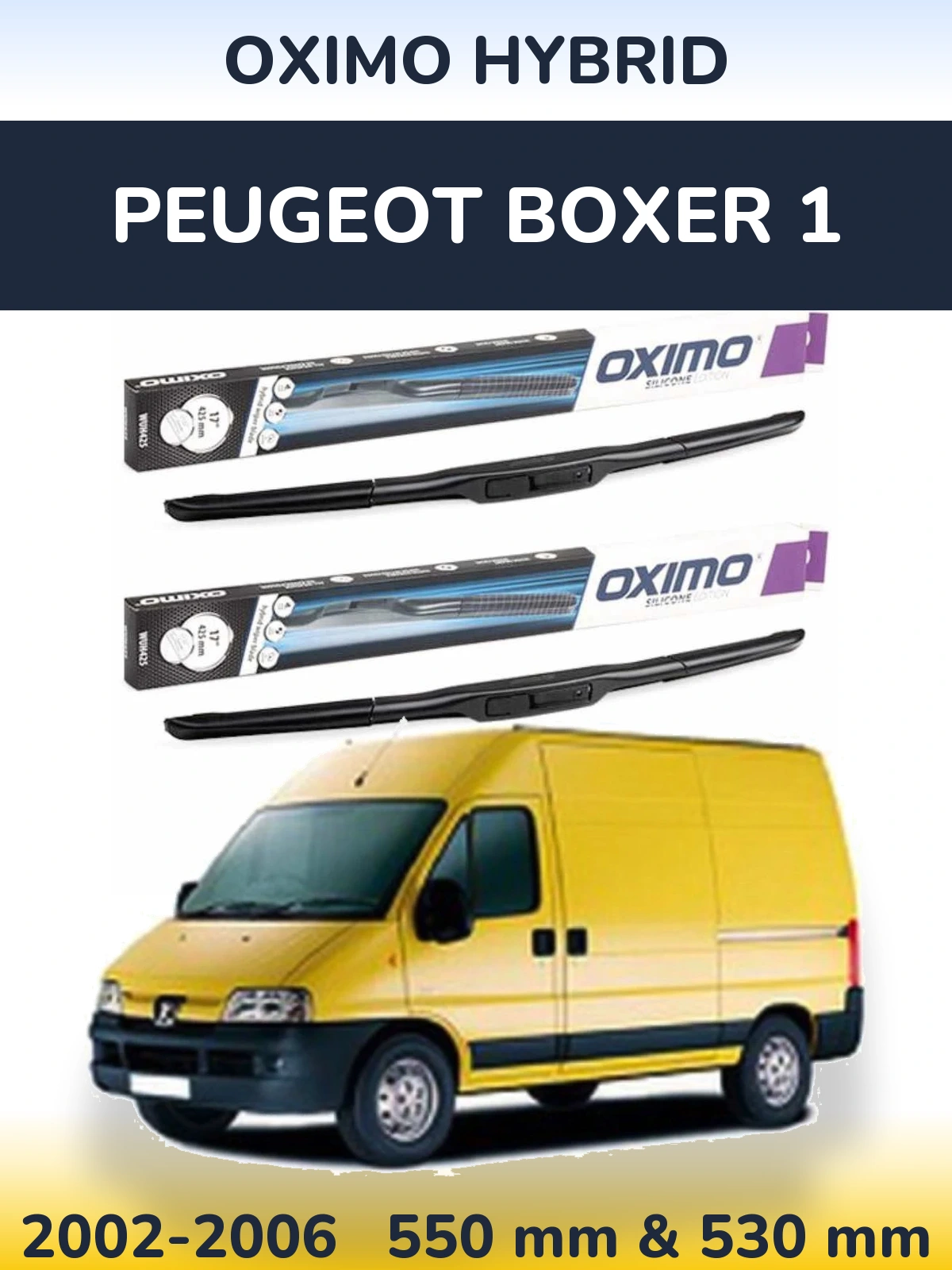 Комплект передних дворников Oximo Hybrid 550 & 530 мм для Peugeot Boxer 1 2002-2006