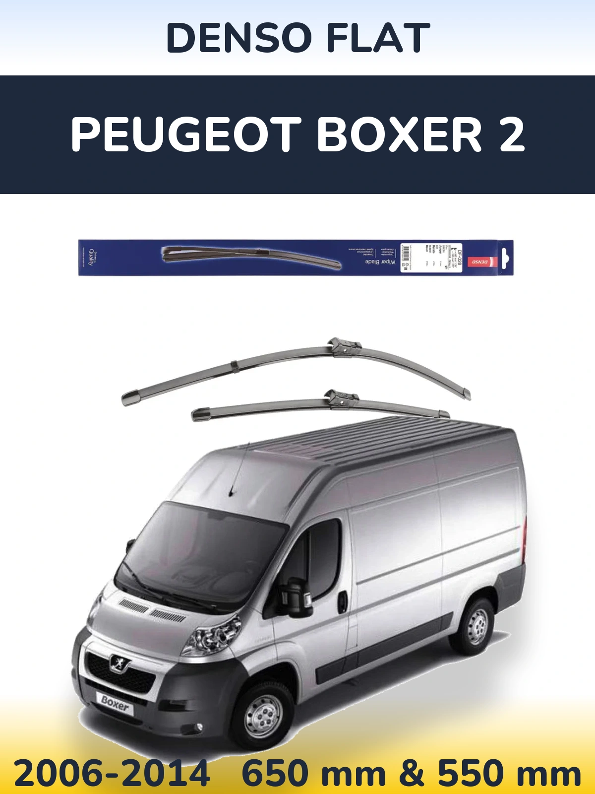 Komplet przednich wycieraczek Denso Flat 650 & 550 mm do Peugeot Boxer 2 2006-2014