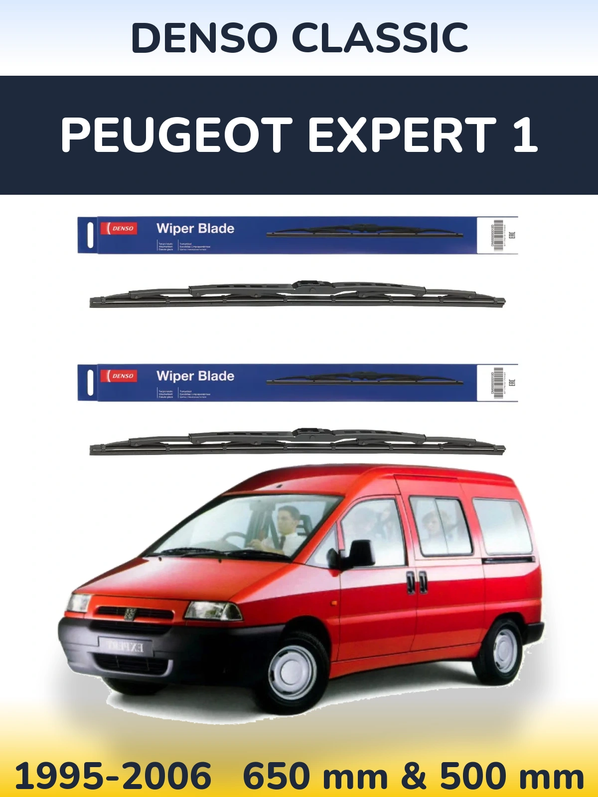 Komplet przednich wycieraczek Denso Classic 650 & 500 mm do Peugeot Expert 1 1995-2006
