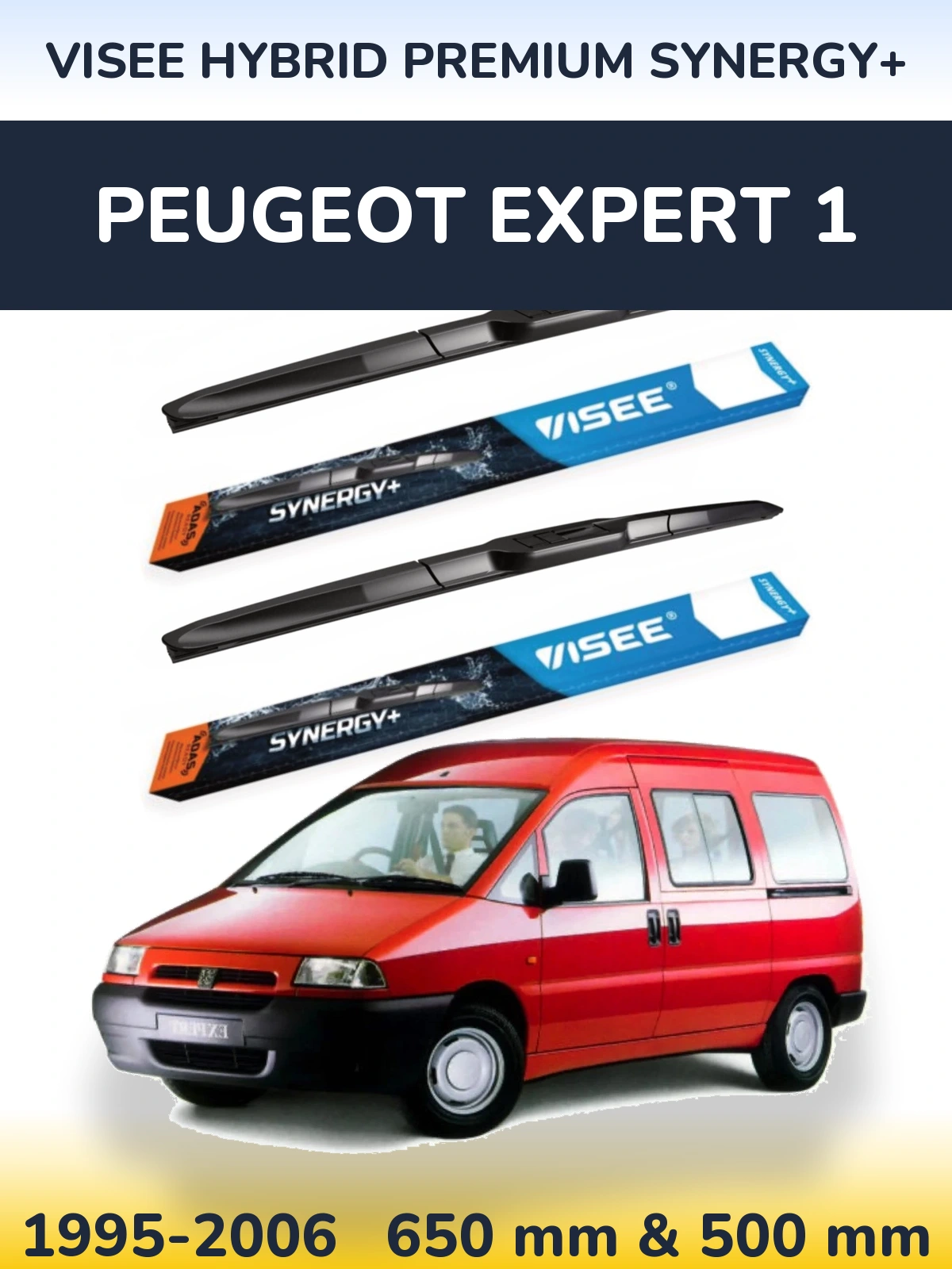 Komplet przednich wycieraczek VISEE HYBRID PREMIUM SYNERGY+ 650 & 500 mm do Peugeot Expert 1 1995-2006