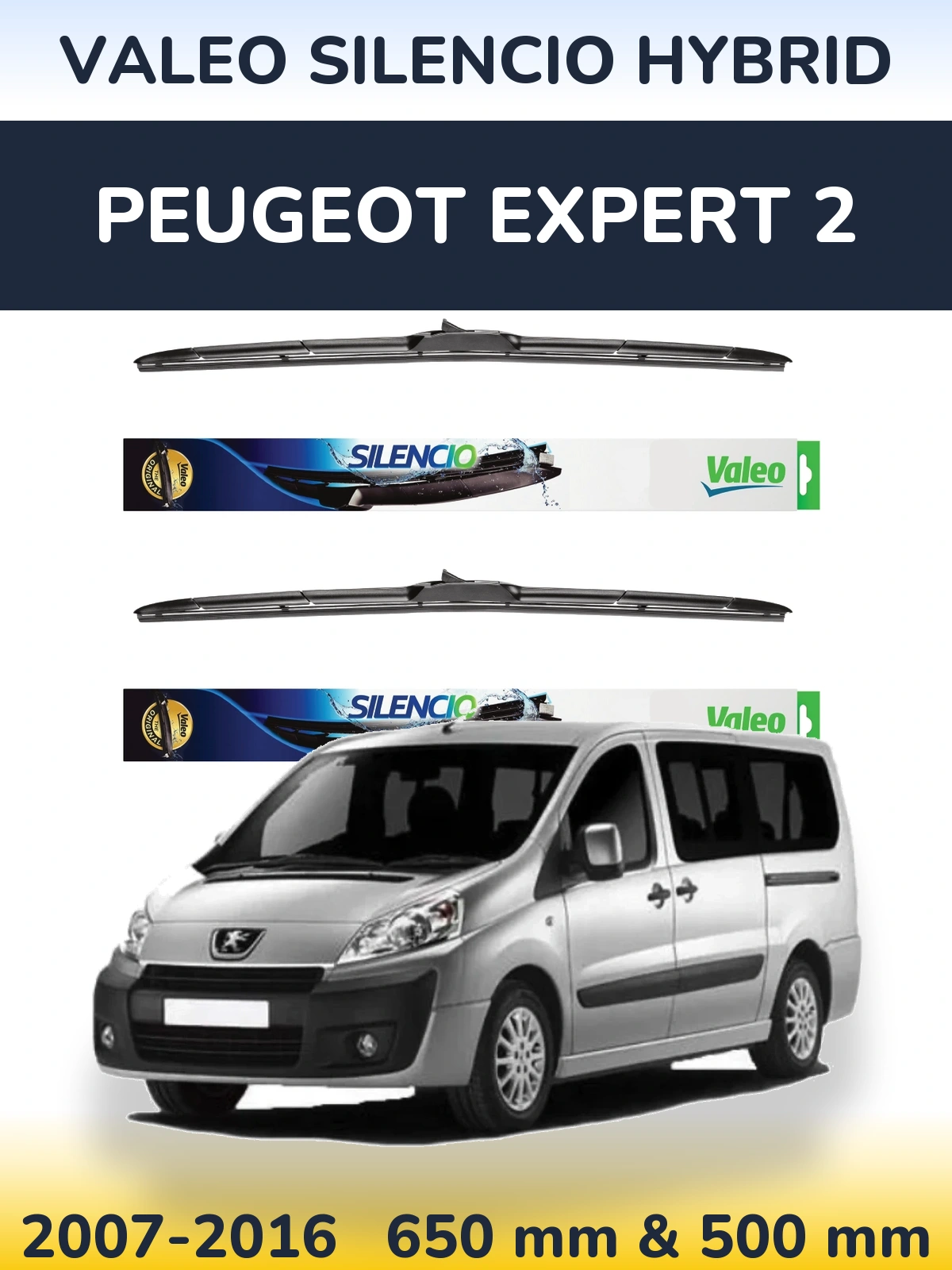 Комплект передних дворников Valeo Silencio Hybrid 650 & 500 мм для Peugeot Expert 2 2007-2016