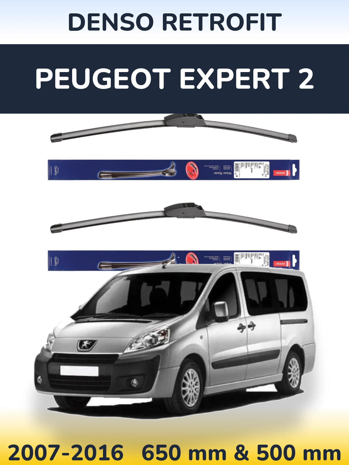 Komplet przednich wycieraczek Denso Retrofit 650 & 500 mm do Peugeot Expert 2 2007-2016