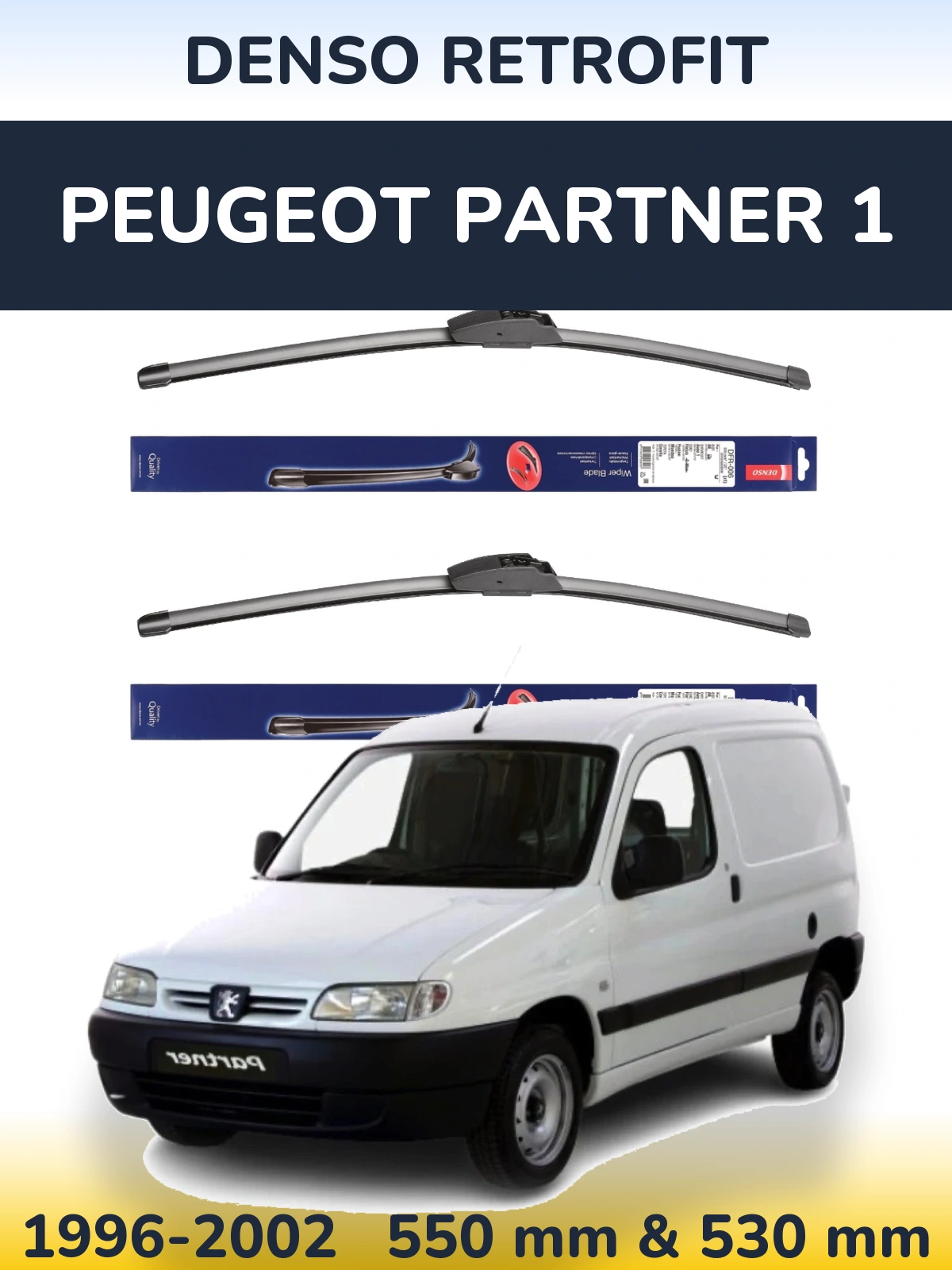 Комплект передних дворников Denso Retrofit 550 & 530 мм для Peugeot Partner 1 1996-2002