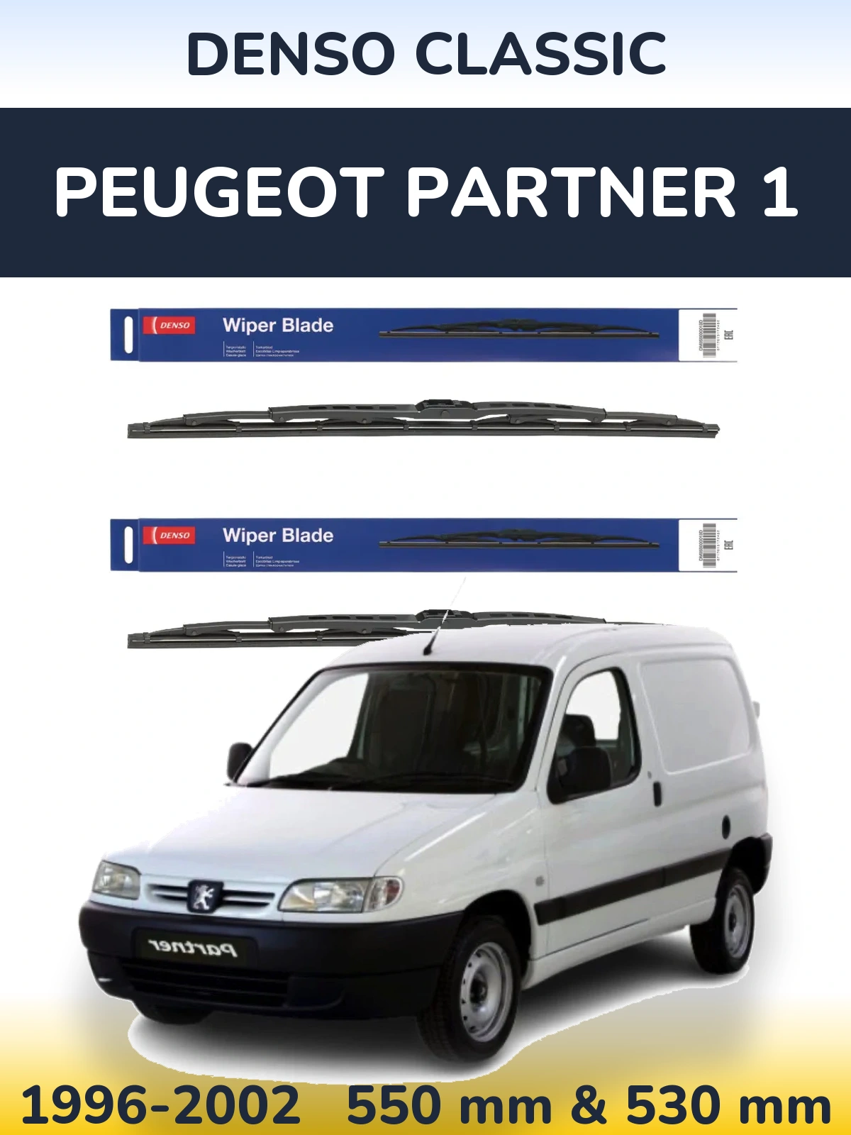 Komplet przednich wycieraczek Denso Classic 550 & 530 mm do Peugeot Partner 1 1996-2002
