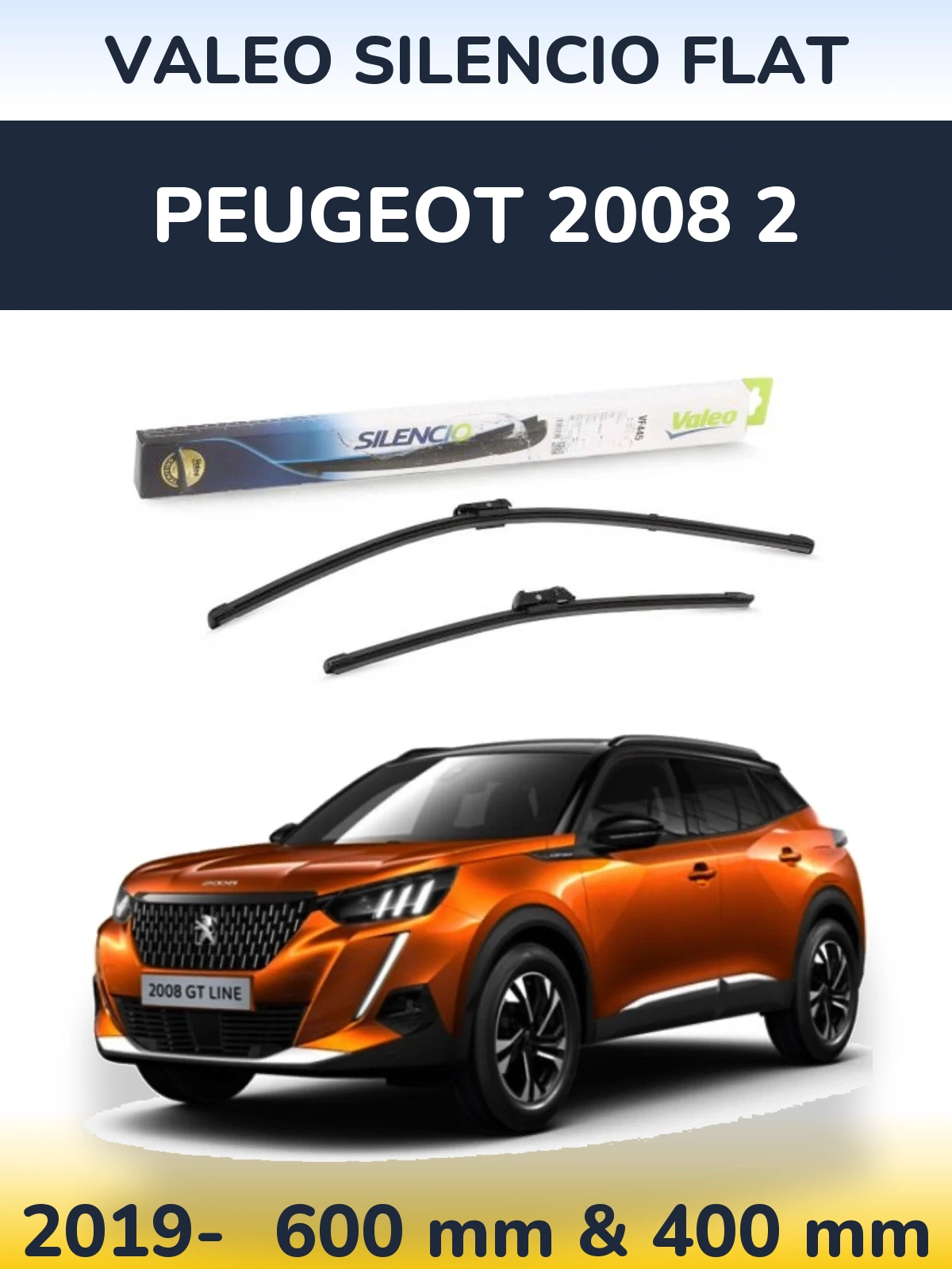 Komplet przednich wycieraczek Valeo Silencio Flat 600 & 400 mm do Peugeot 2008 2 2019-2026