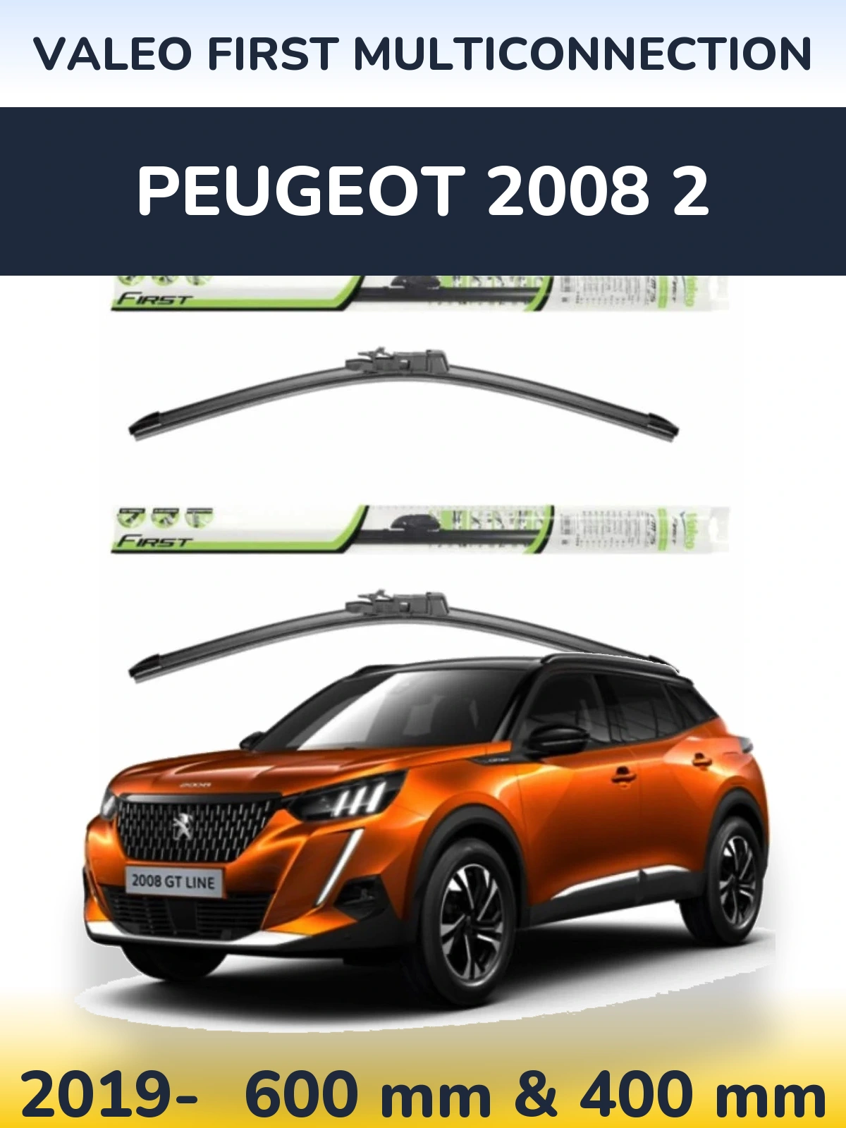Комплект передних дворников Valeo First MultiConnection 600 & 400 мм для Peugeot 2008 2 2019-2026