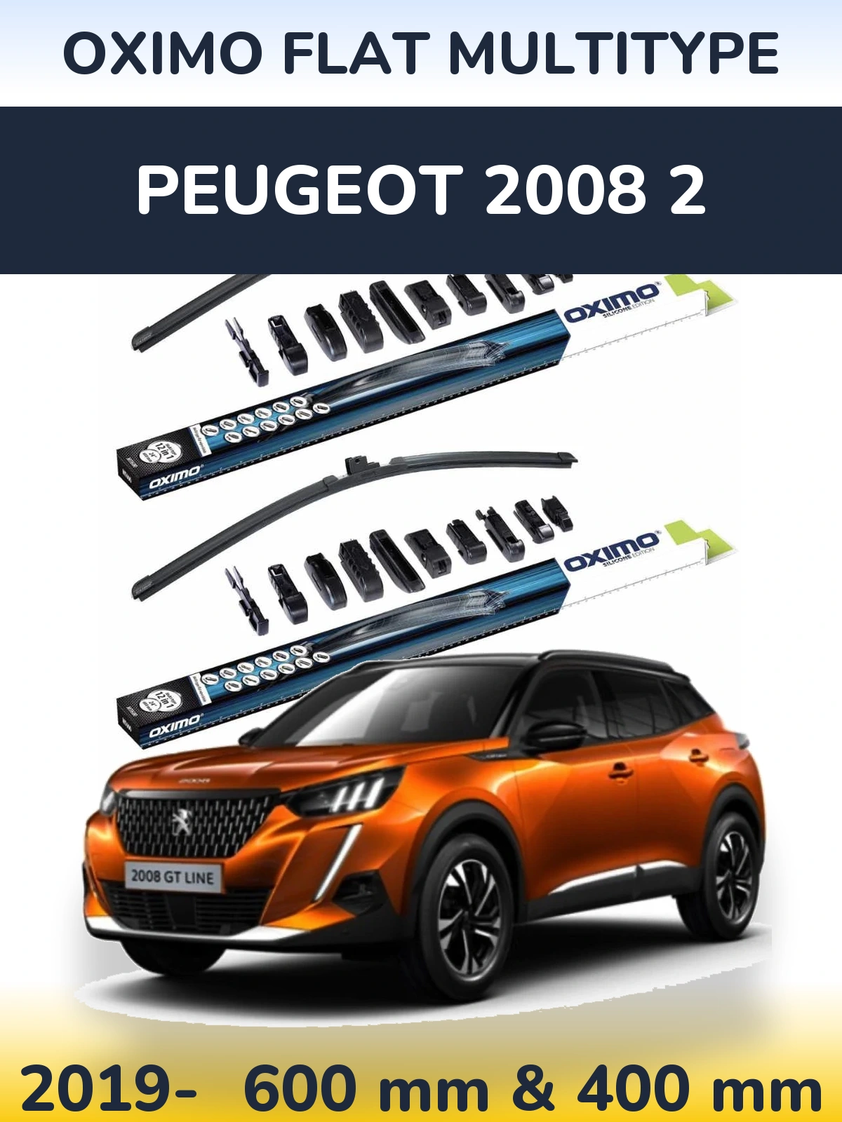 Komplet przednich wycieraczek Oximo Flat MultiType 600 & 400 mm do Peugeot 2008 2 2019-2026