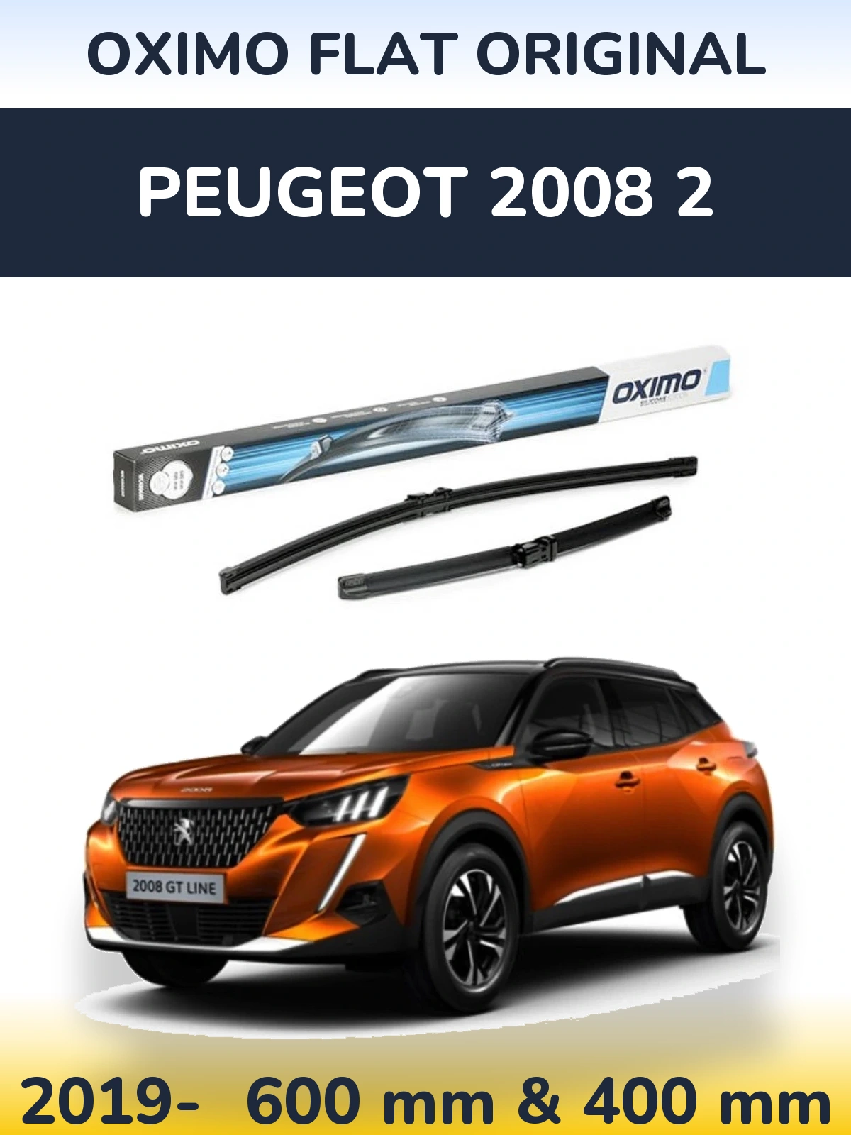 Komplet przednich wycieraczek Oximo Flat Original 600 & 400 mm do Peugeot 2008 2 2019-2026